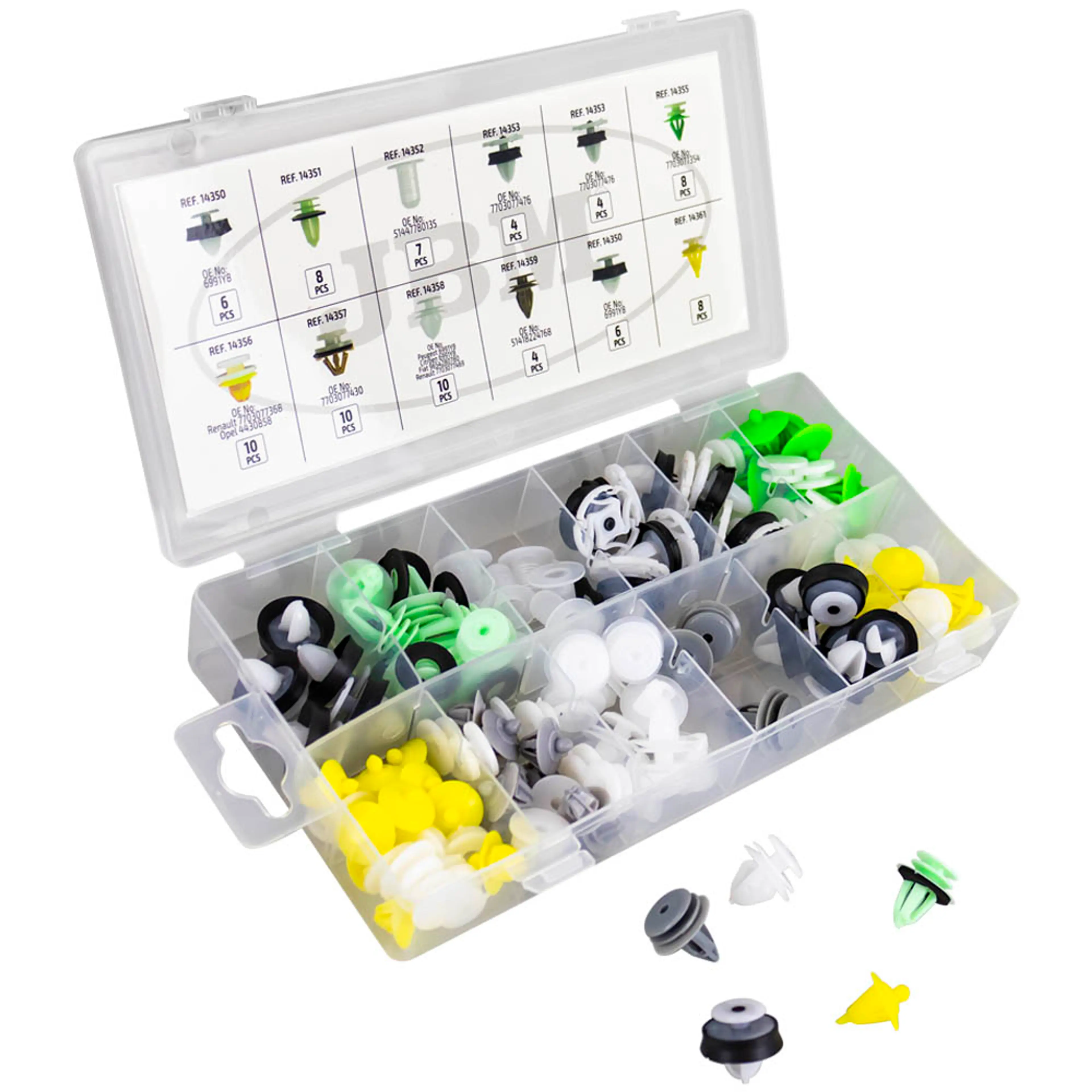 JBM ESTUCHE DE CLIPS RENAULT/DACIA PARA PANEL DE PUERTA 85PCS