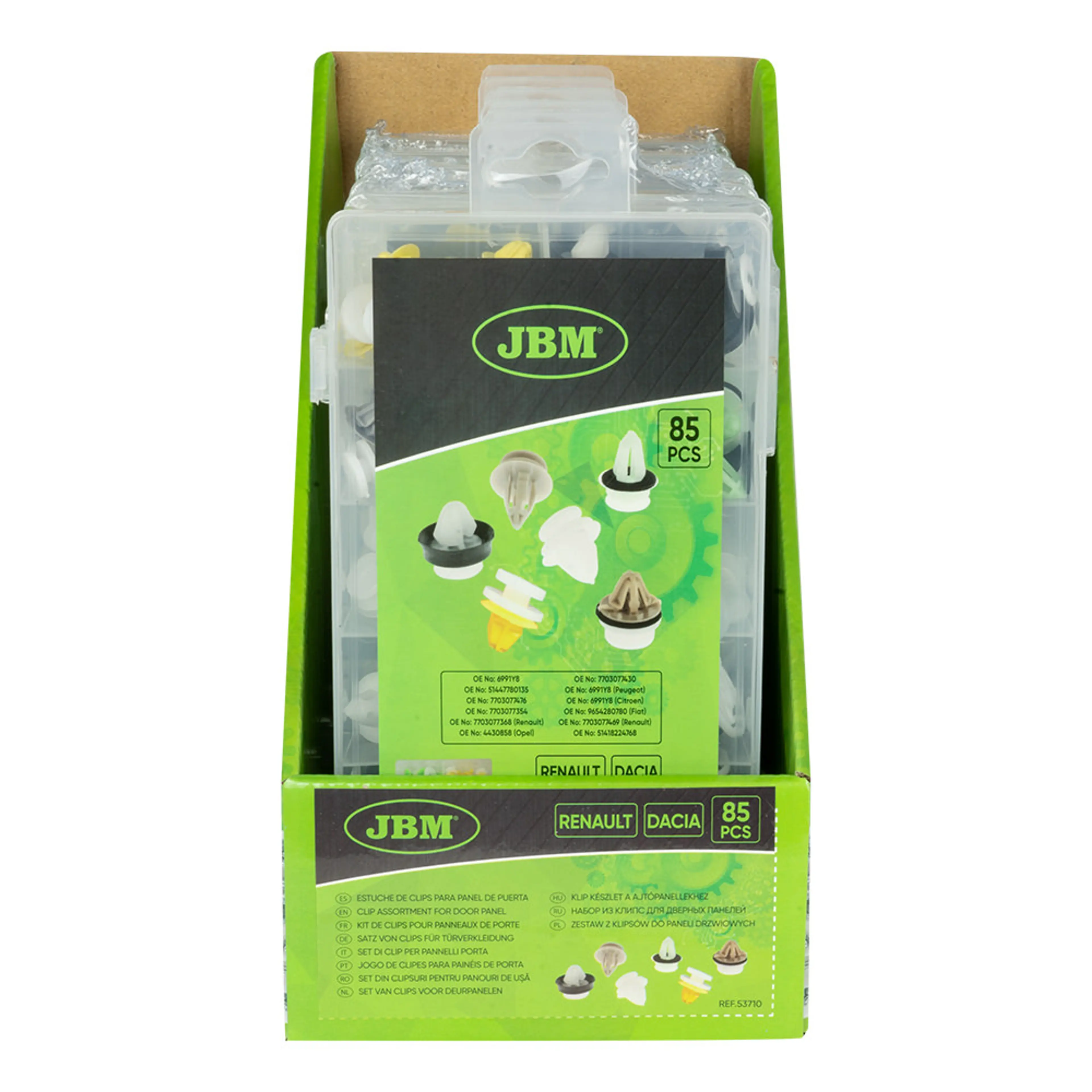 JBM ESTUCHE DE CLIPS RENAULT/DACIA PARA PANEL DE PUERTA 85PCS