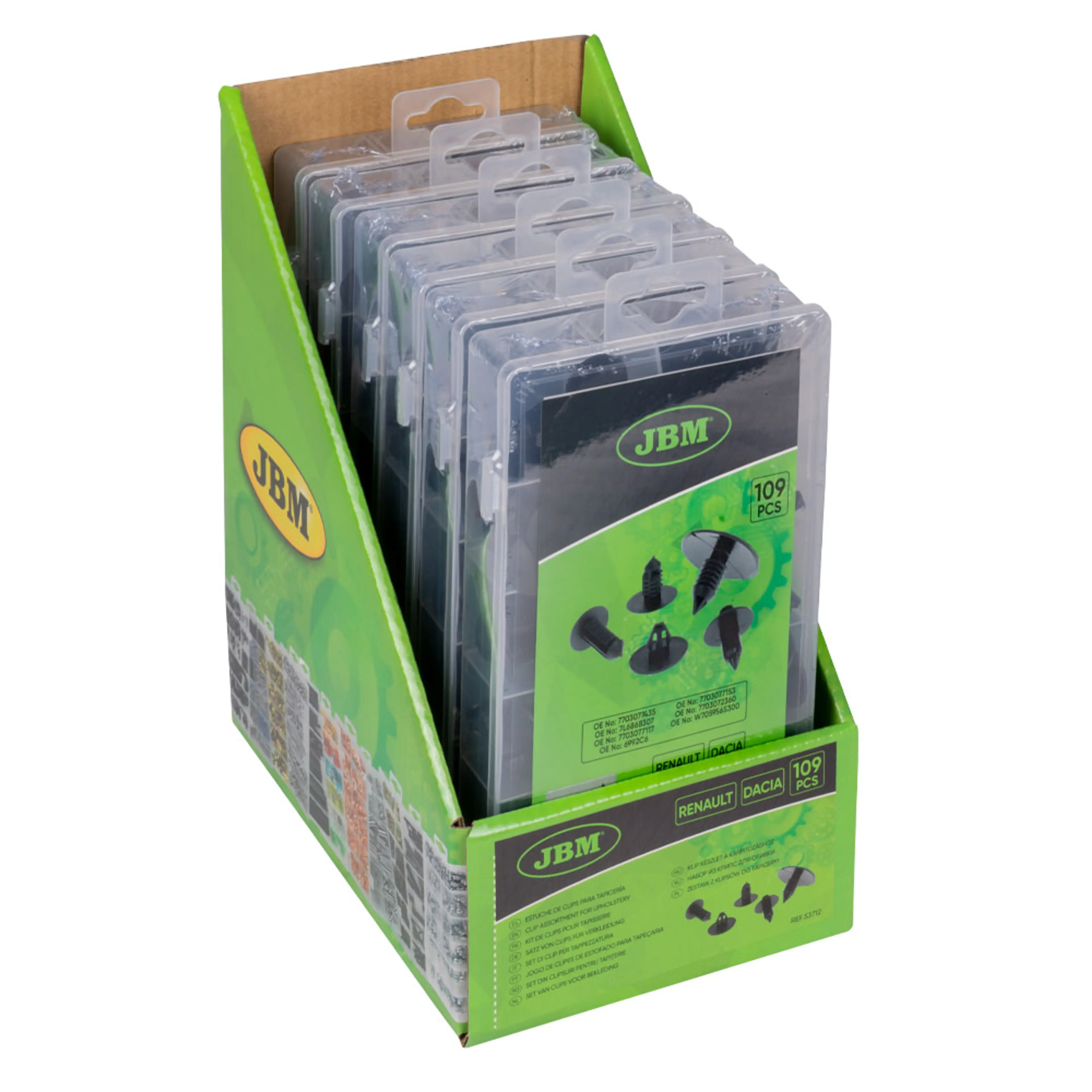 JBM ESTUCHE DE CLIPS RENAULT/DACIA PARA TAPICERÍA 109PCS