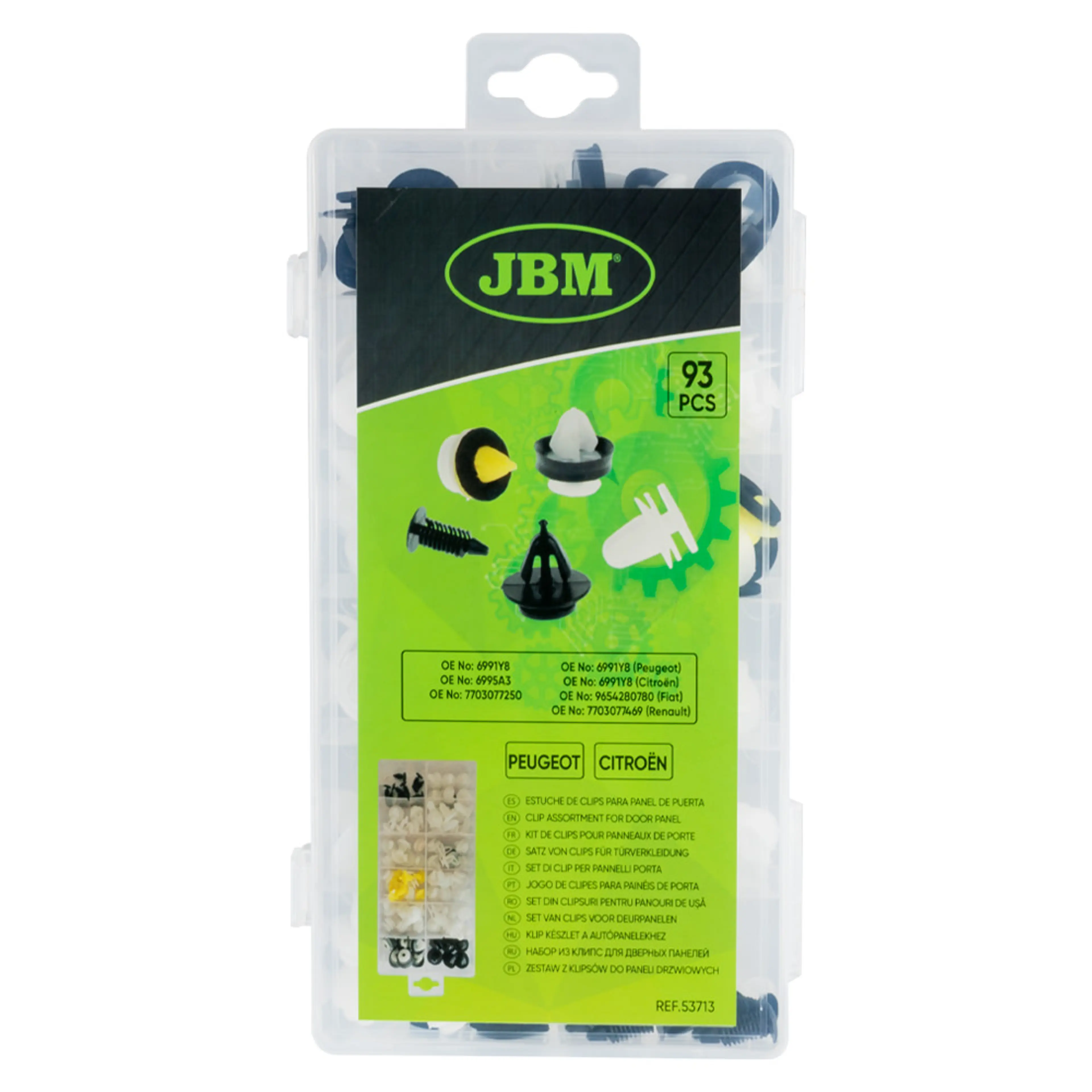 JBM ESTUCHE DE CLIPS PEUGEOT/CITROËN PARA PANEL DE PUERTA 93PCS