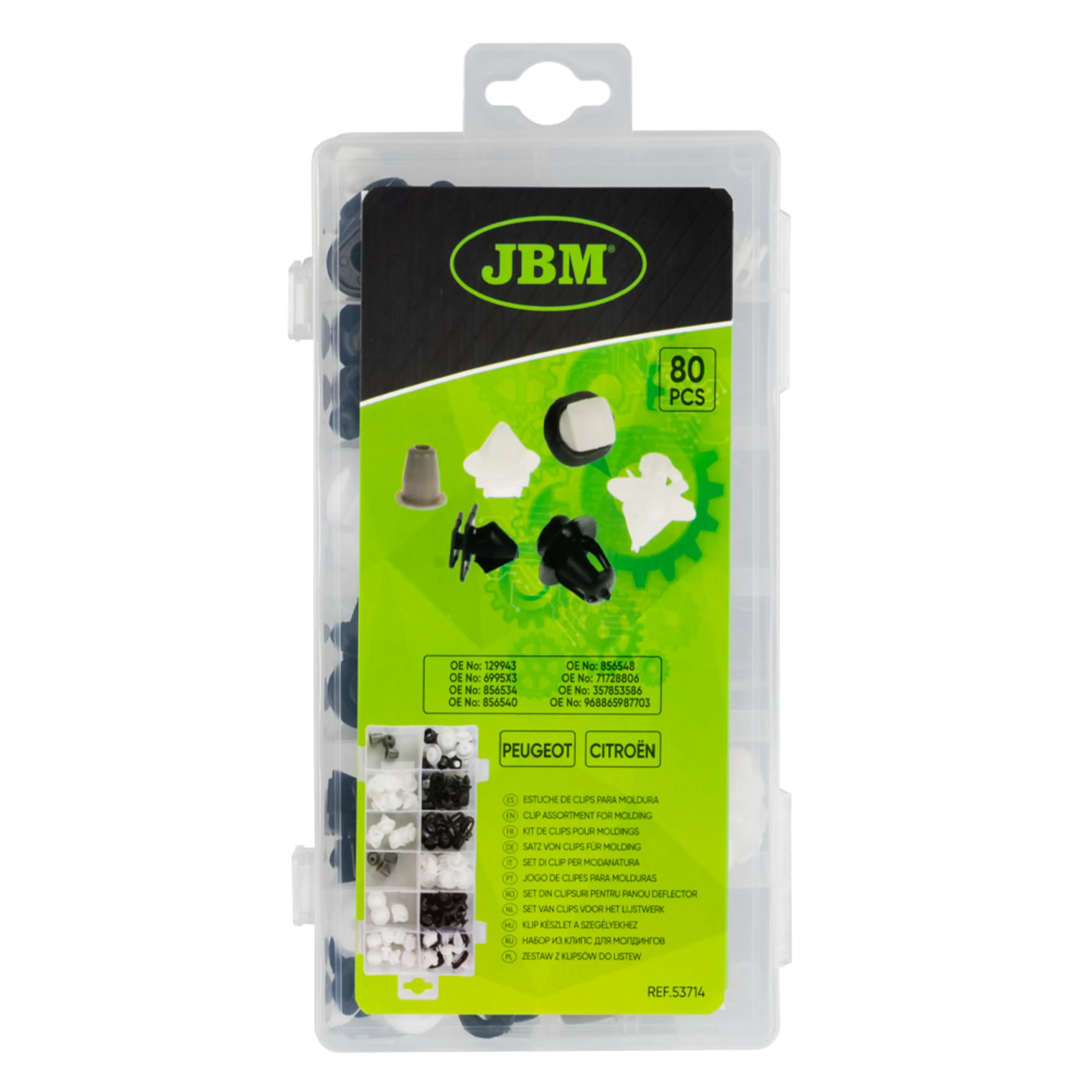 JBM ESTUCHE DE CLIPS PEUGEOT/CITROËN PARA MOLDURA 80PCS