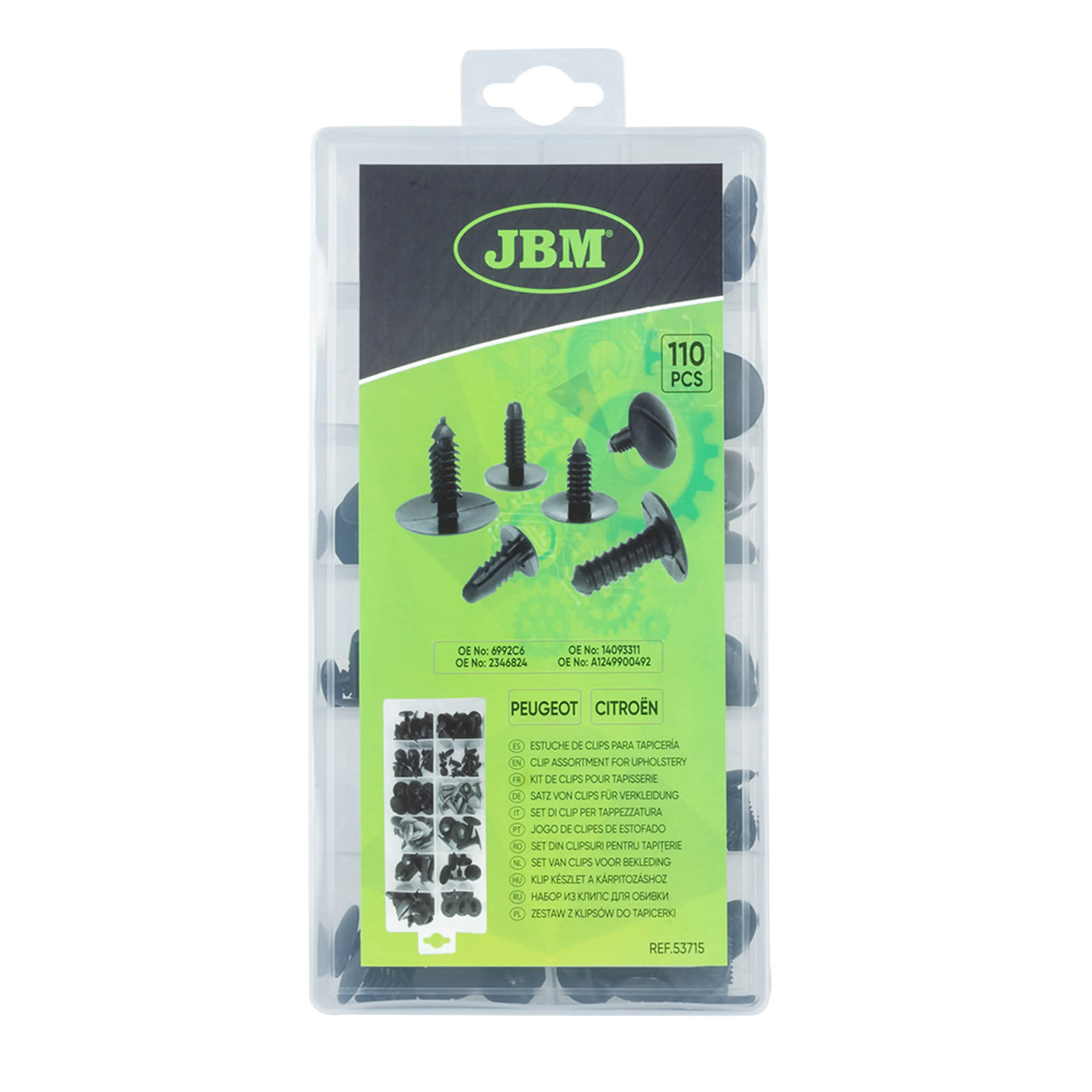 JBM ESTUCHE DE CLIPS PEUGEOT/CITROËN PARA TAPICERÍA 110PCS