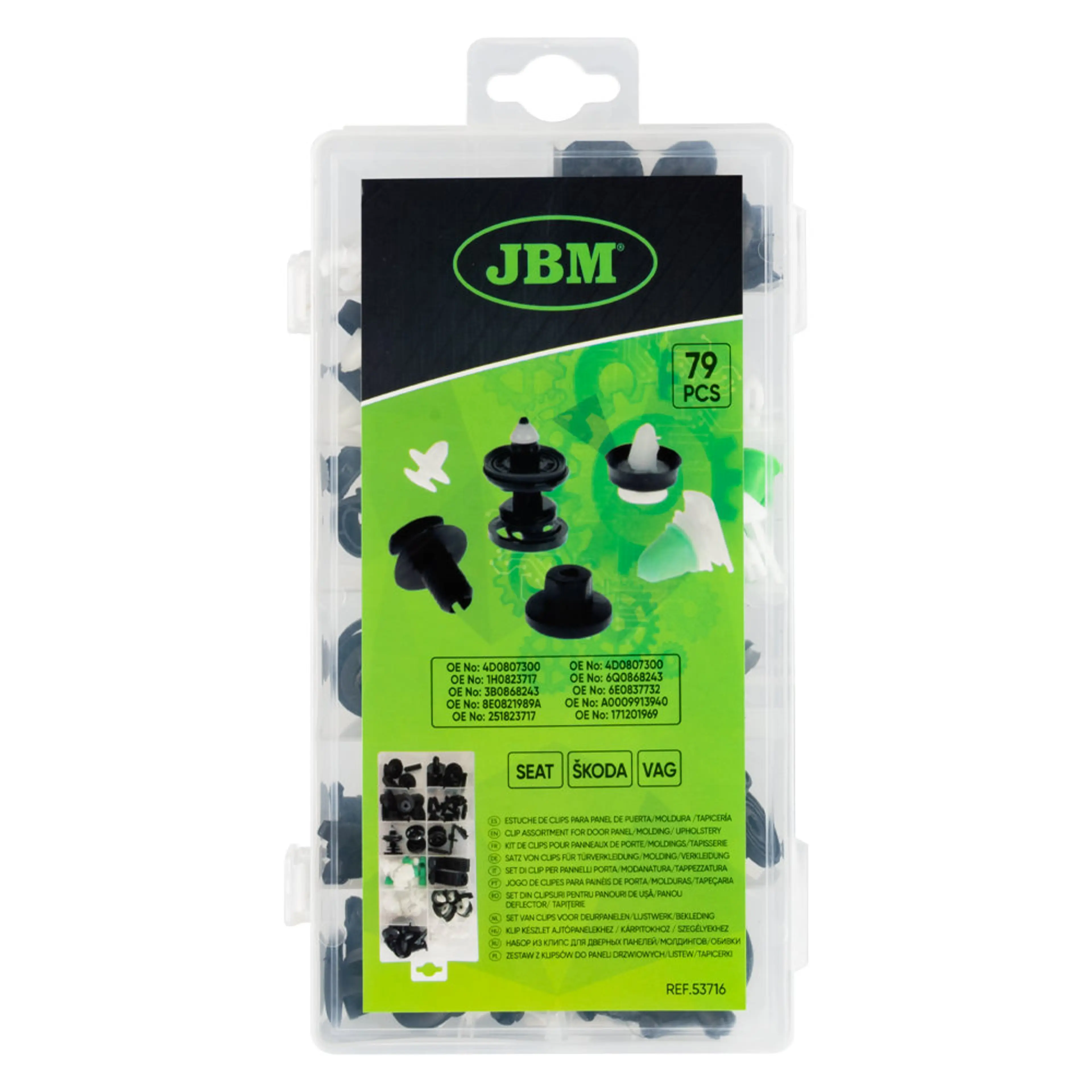 JBM ESTUCHE DE CLIPS VAG/SEAT/SKODA PARA PANEL DE PUERTA/MOLDURA/TAPIC