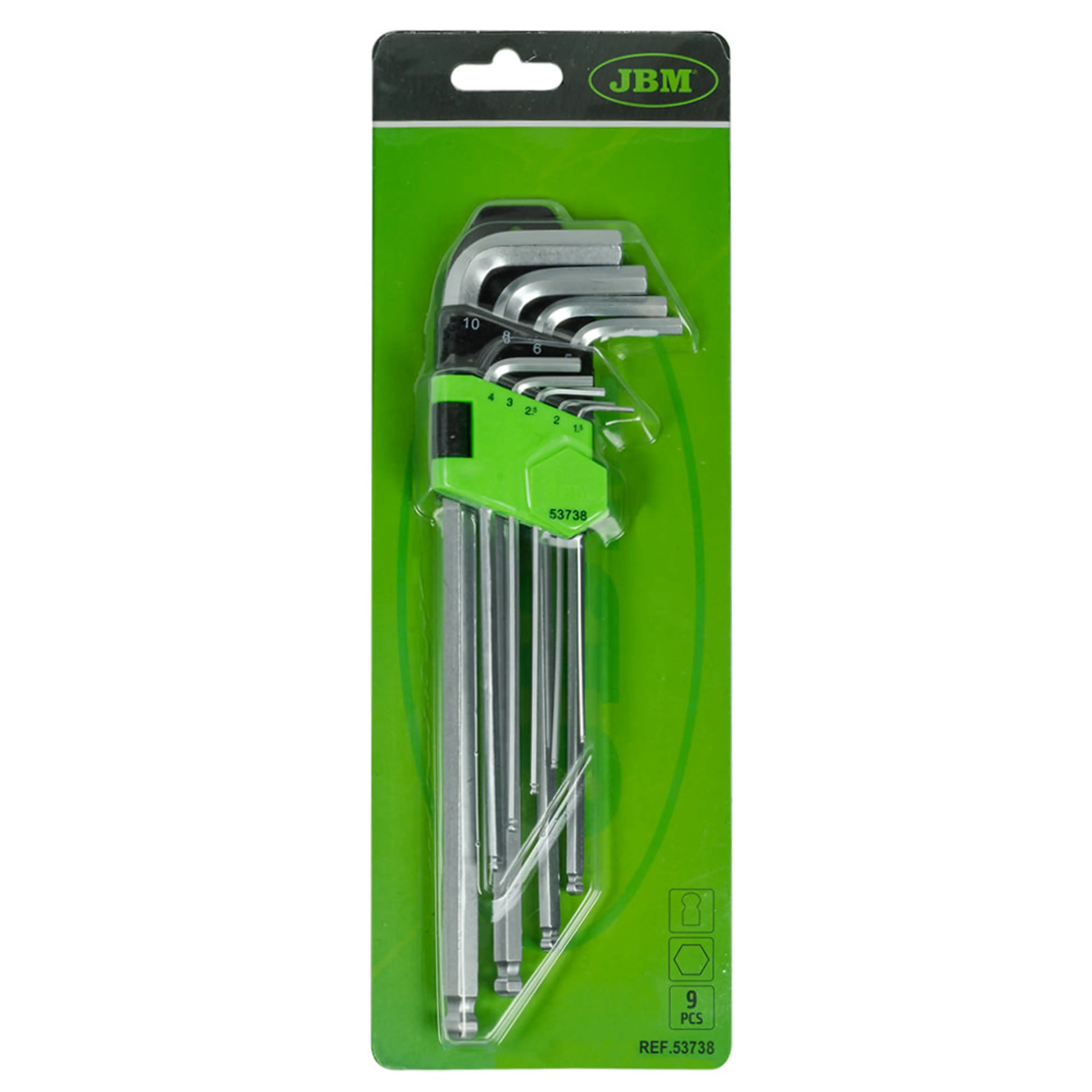 JBM SET DE 9 LLAVES ALLEN CON PUNTA REDONDA EXTRALARGAS