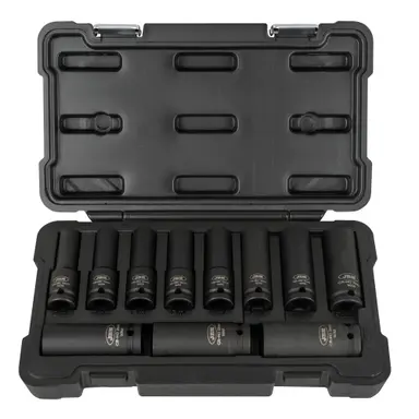 JBM SET DE 11 VASOS DE IMPACTO LARGOS DE 12 CANTOS DE 1/2"