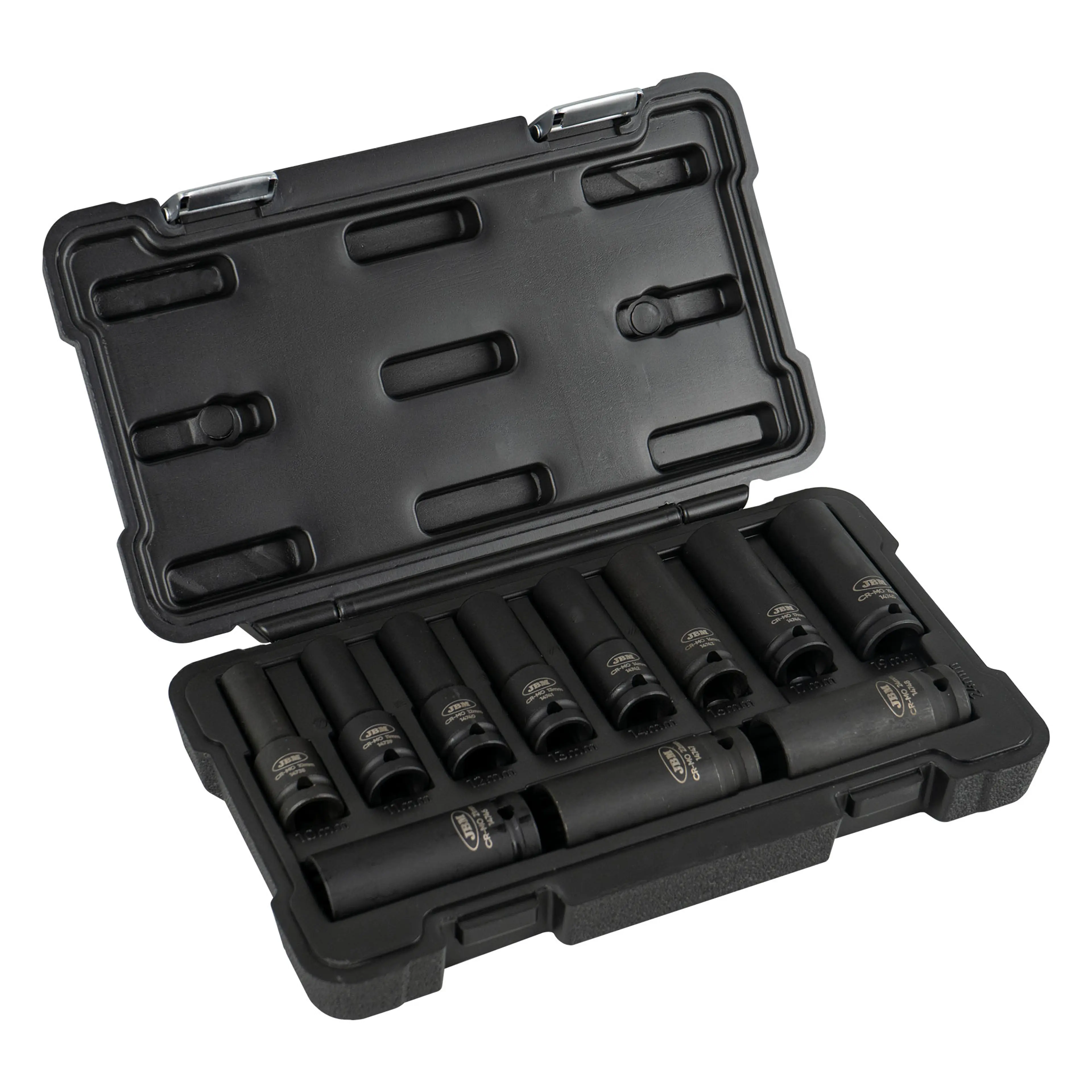 JBM SET DE 11 VASOS DE IMPACTO LARGOS DE 12 CANTOS DE 1/2"