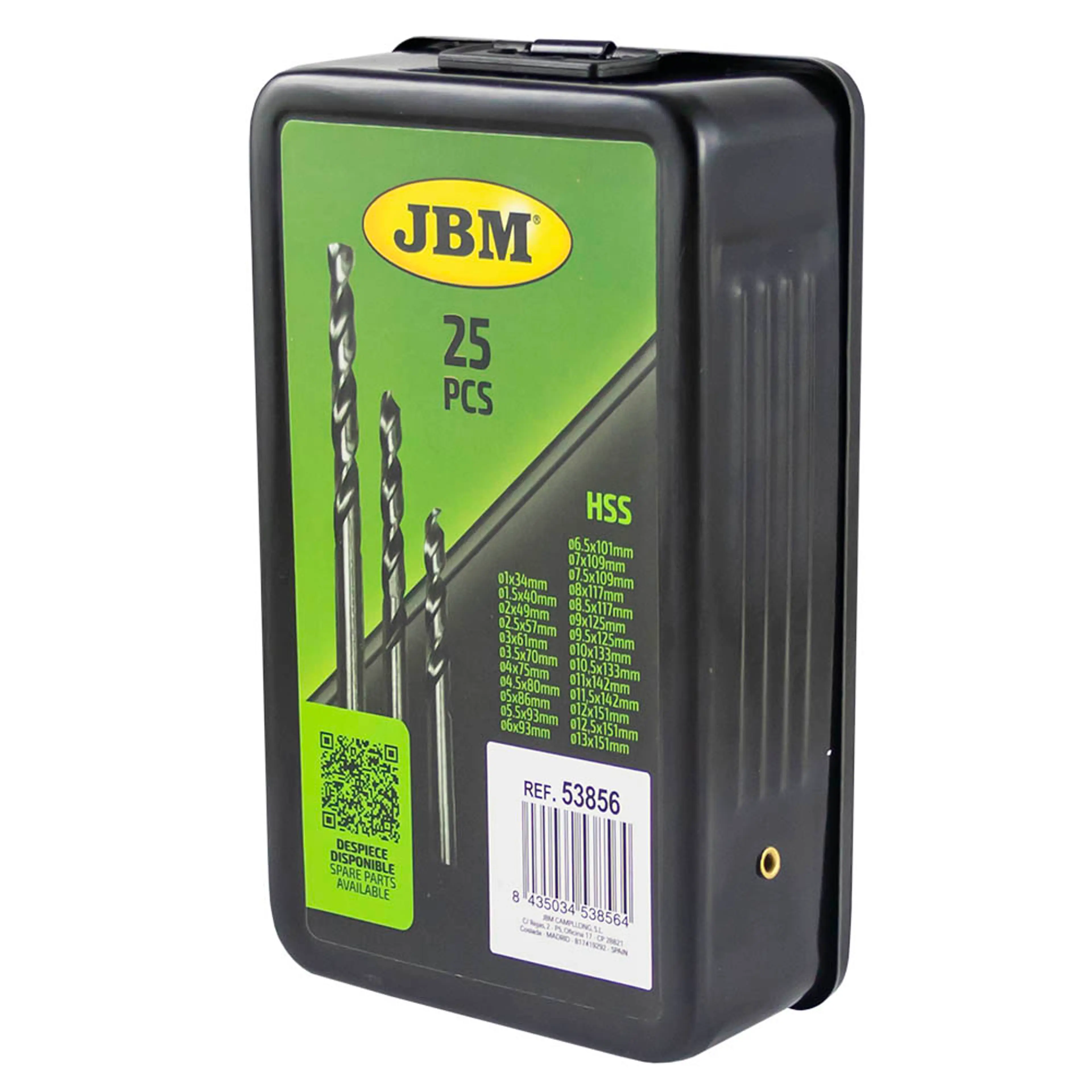 JBM ESTUCHE DE BROCAS HELICOIDALES 1-13MM HSS 4341