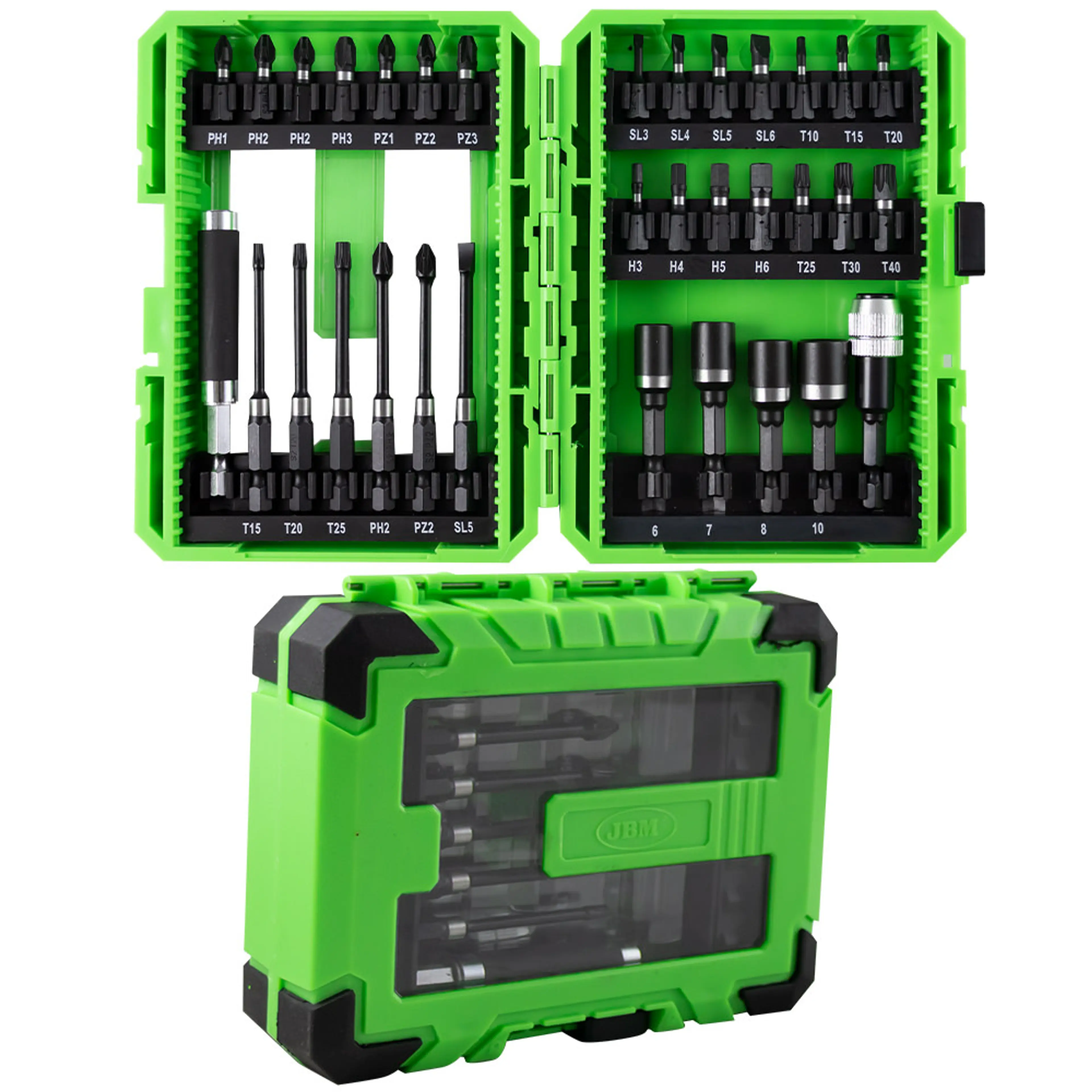 JBM ESTUCHE DE PUNTAS DE IMPACTO CON ADAPTADORES S2 - ACABADO NEGRO