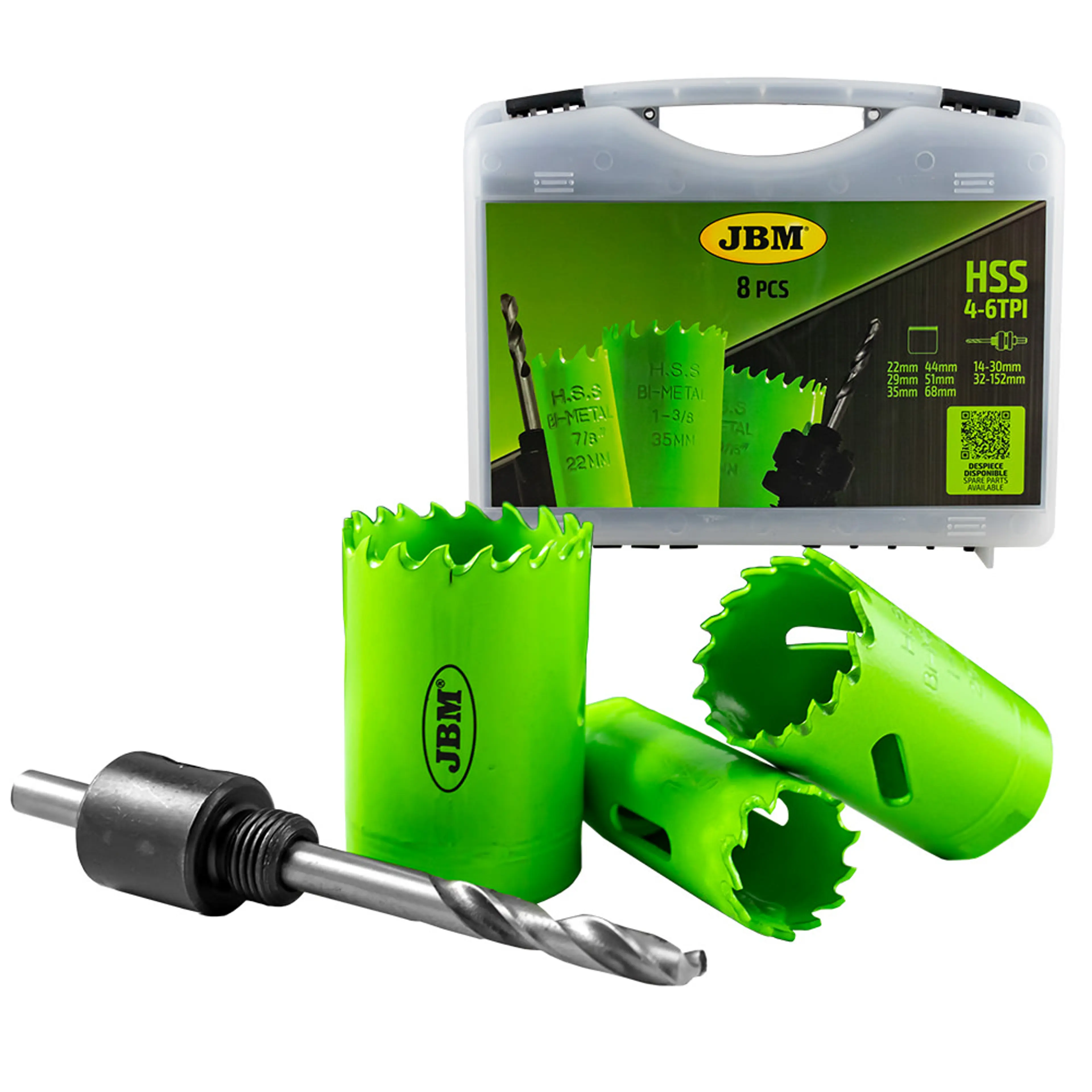 JBM ESTUCHE DE SIERRAS DE CORONA BIMETÁLICAS CON ADAPTADORES