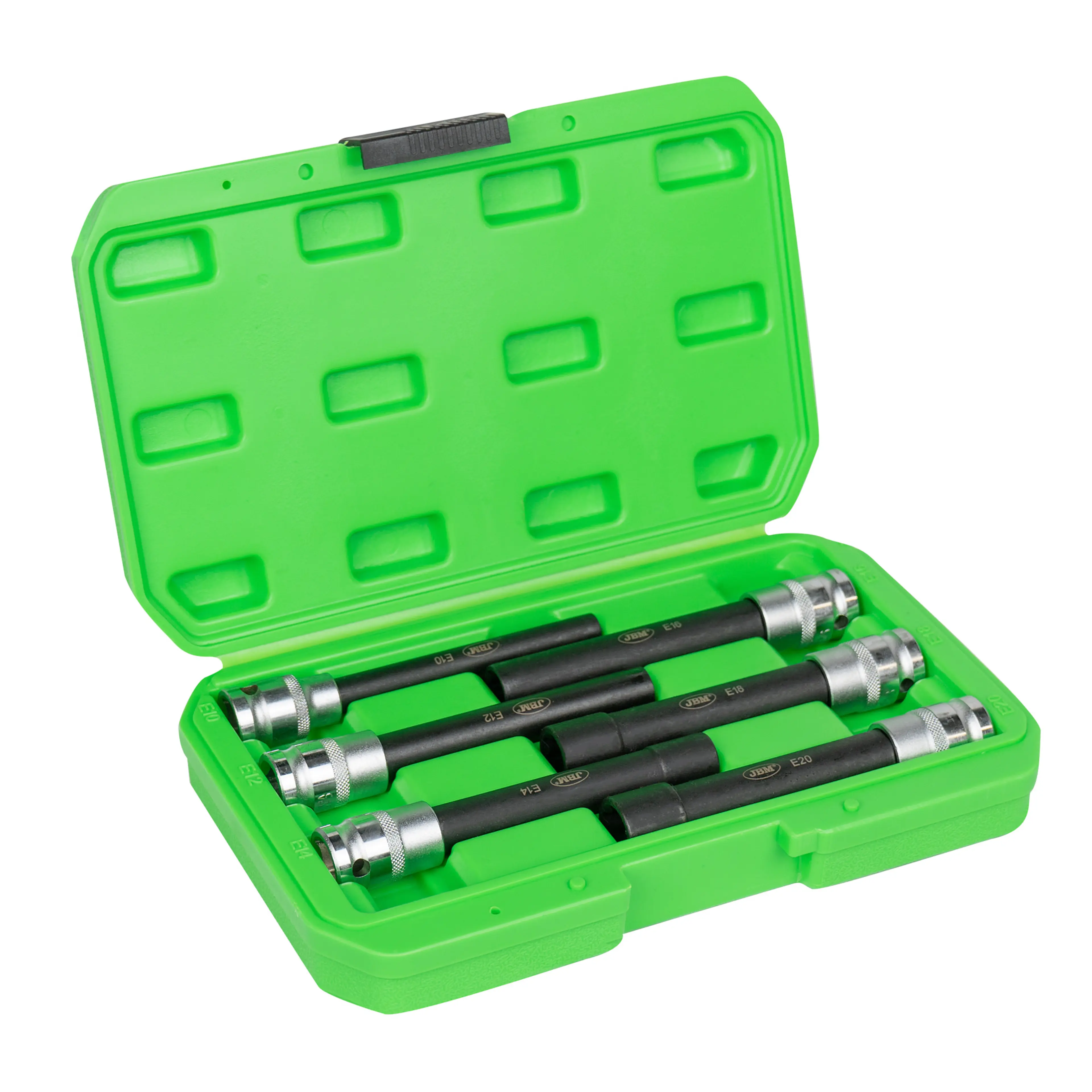 JBM SET DE 6 VASOS TORX TIPO E EXTRA LARGOS DE 1/2" CINCADO