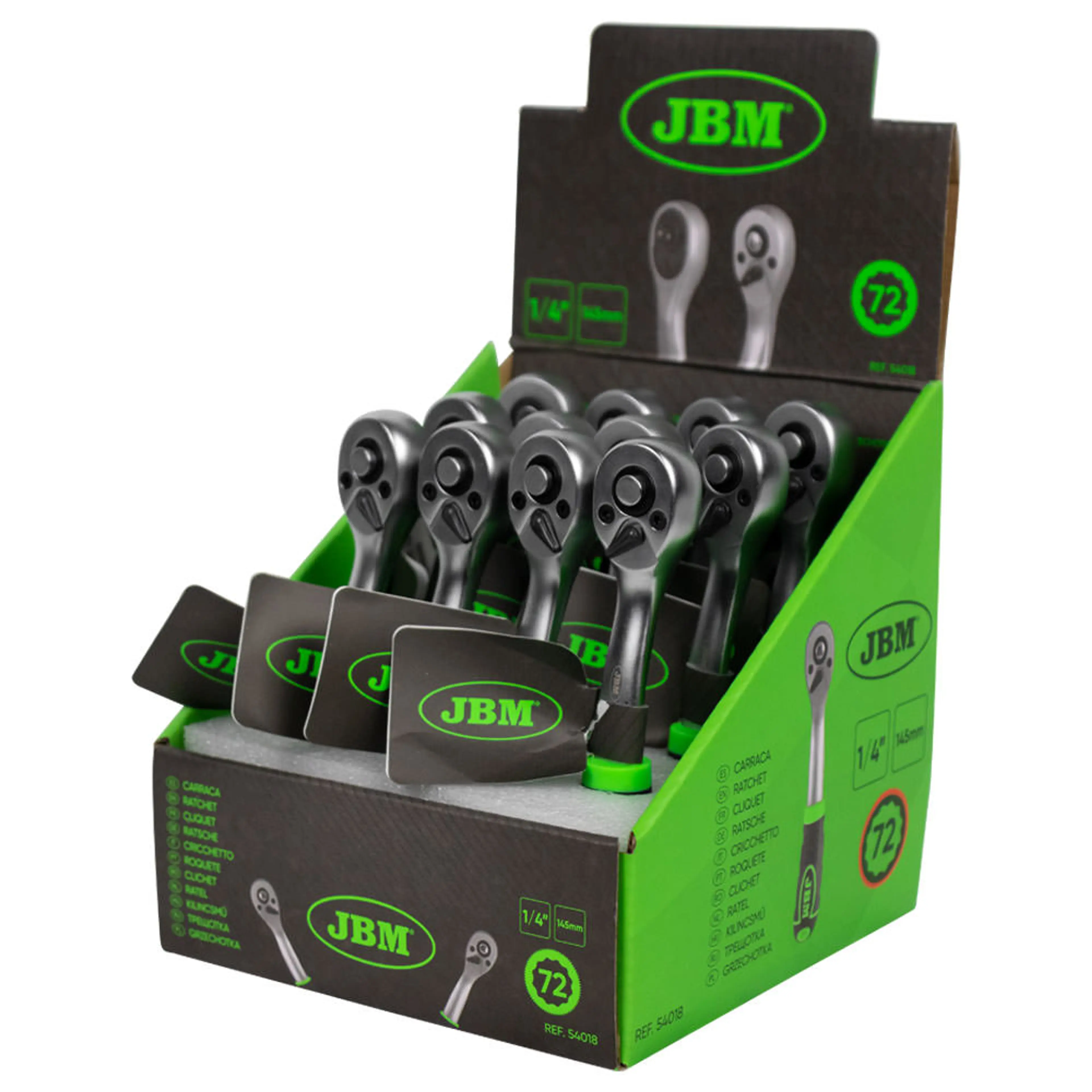 JBM CARRACA DE 1/4" CON CABEZAL DE 72 DIENTES 145MM CINCADA
