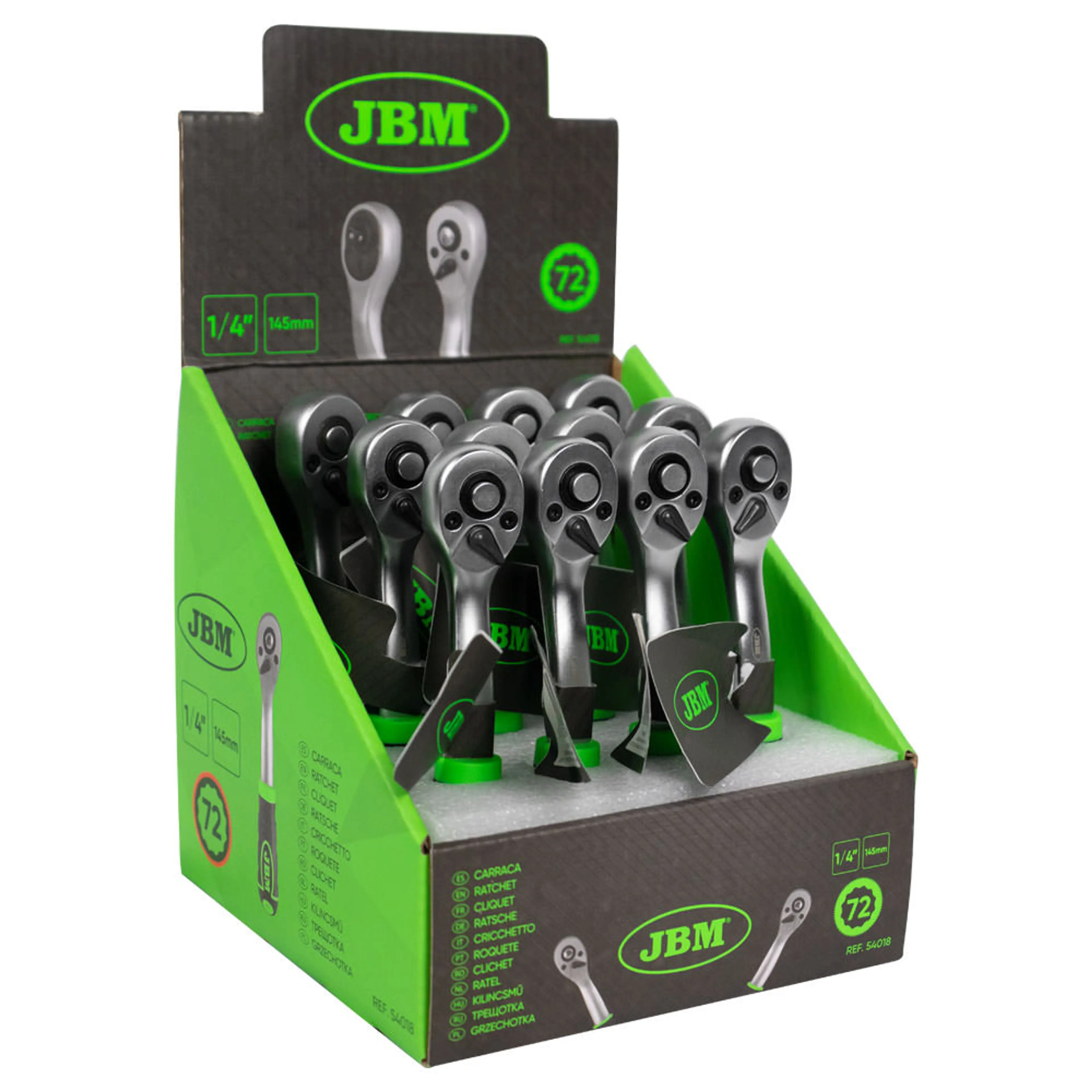 JBM CARRACA DE 1/4" CON CABEZAL DE 72 DIENTES 145MM CINCADA