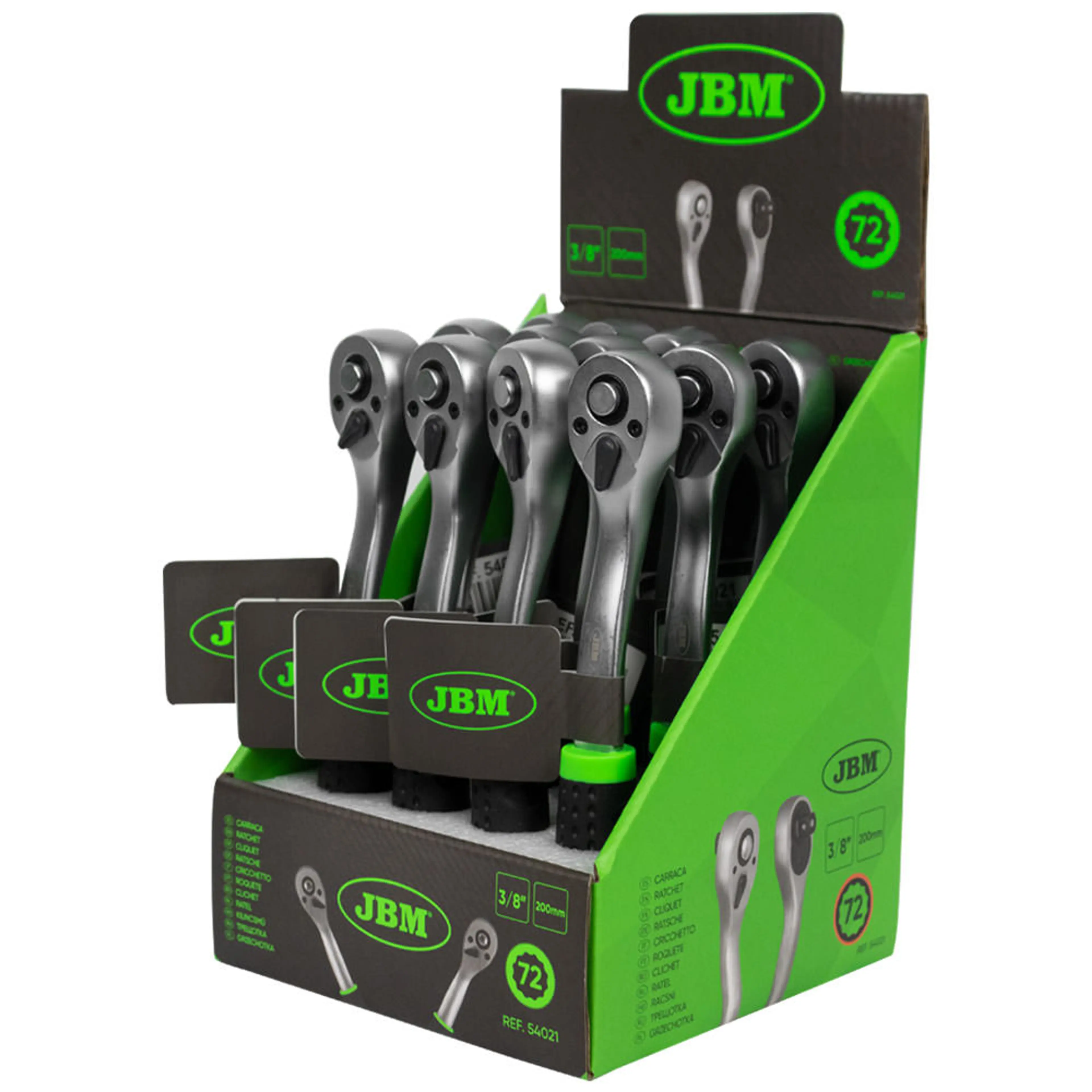 JBM CARRACA DE 3/8" CON CABEZAL DE 72 DIENTES 200MM CINCADA