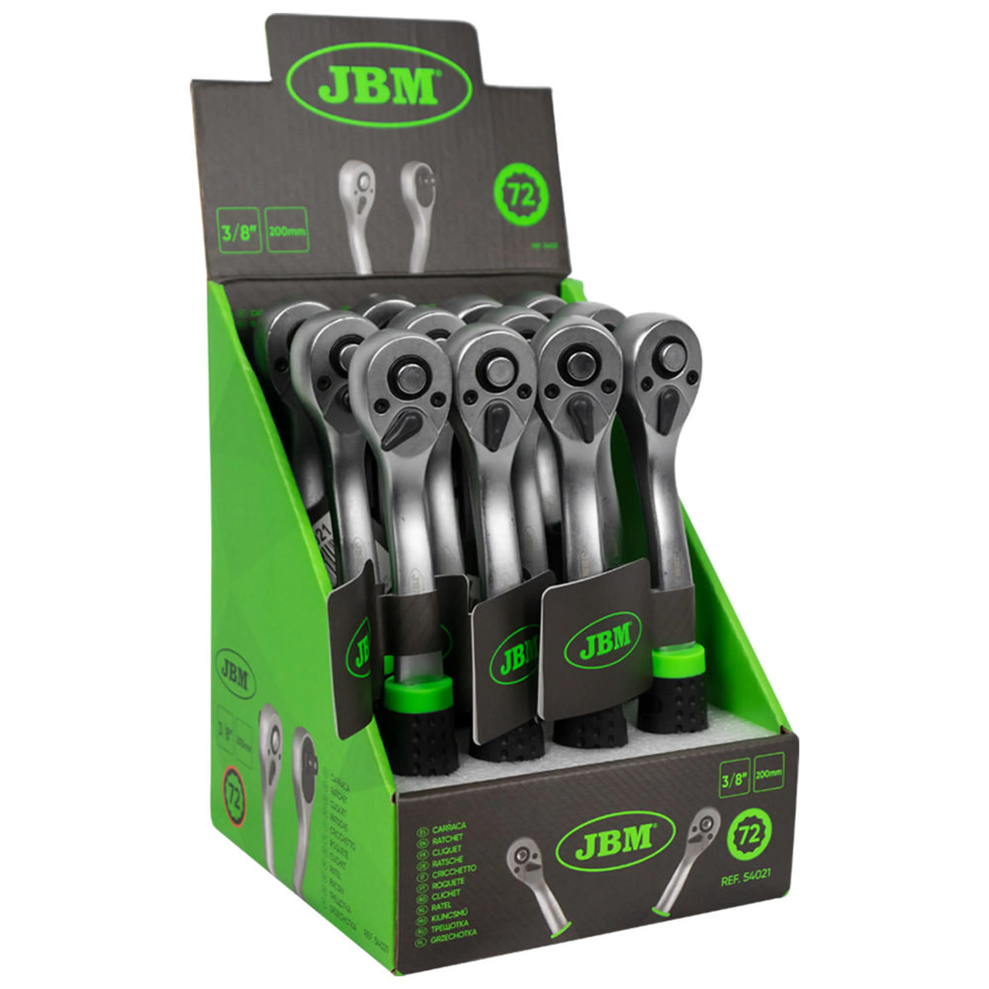 JBM CARRACA DE 3/8" CON CABEZAL DE 72 DIENTES 200MM CINCADA