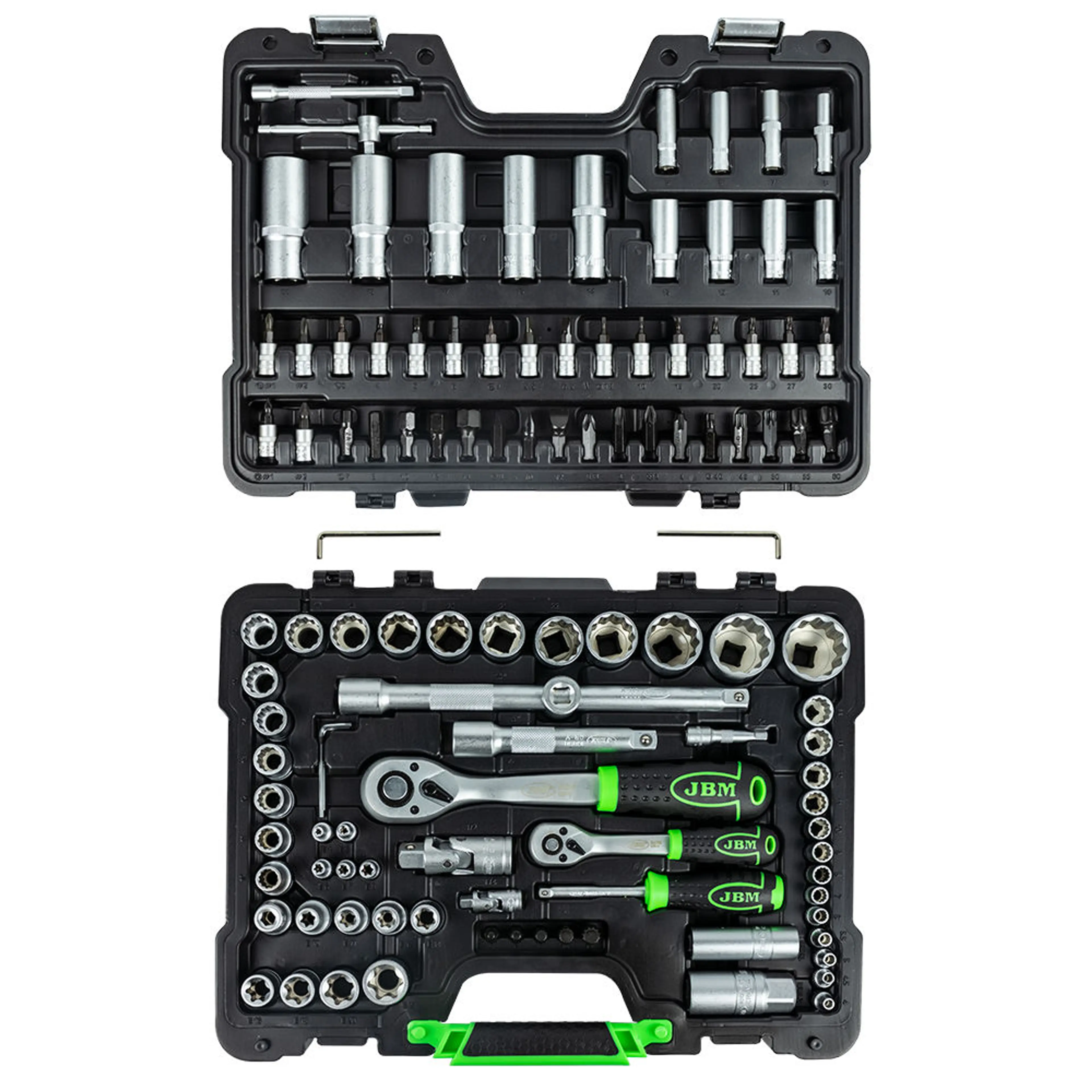 JBM MALETÍN DE HERRAMIENTAS DE 113 PIEZAS CON VASOS DE 12 CANTOS DE 1/