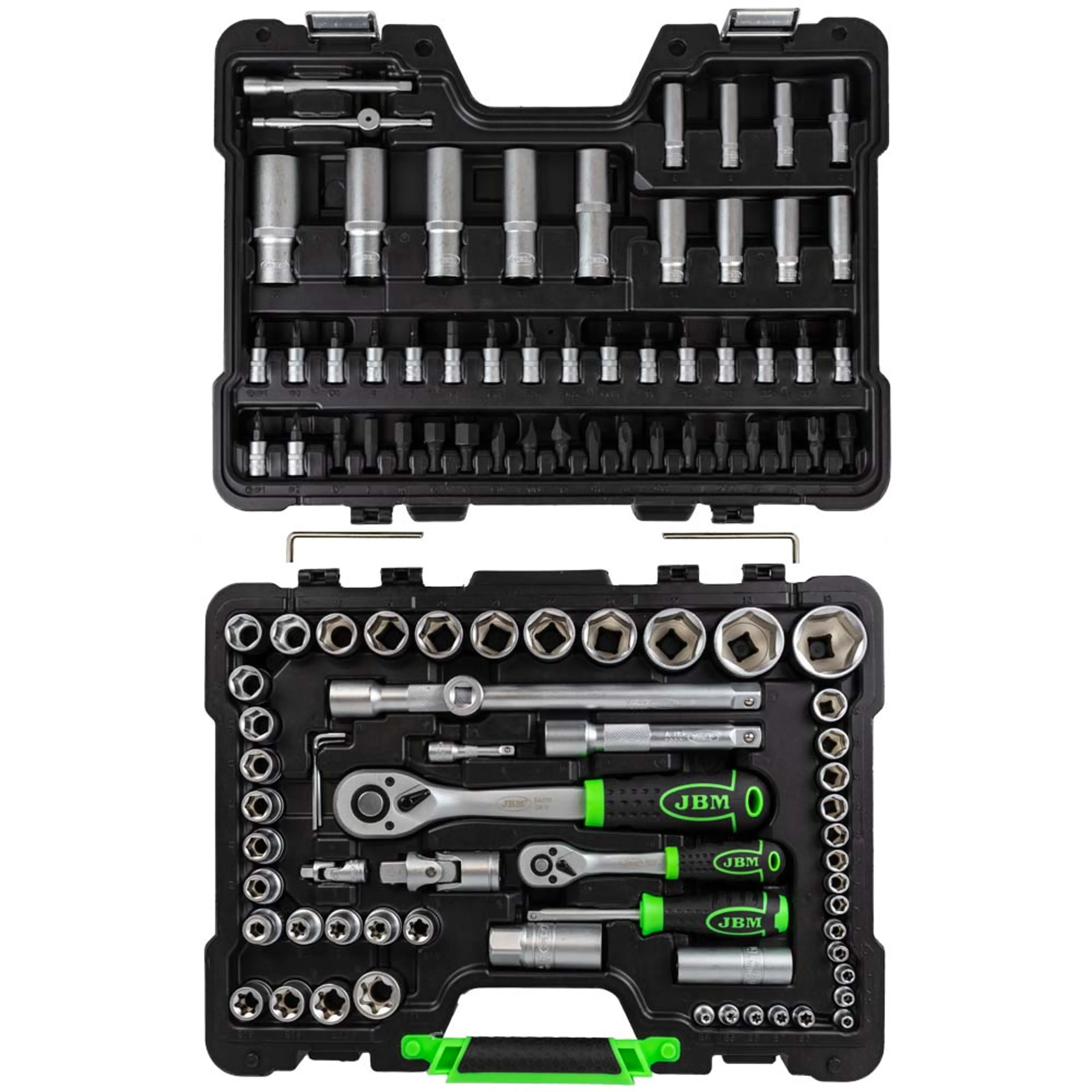 JBM MALETÍN DE HERRAMIENTAS DE 108 PIEZAS CON VASOS HEXAGONALES DE 1/4