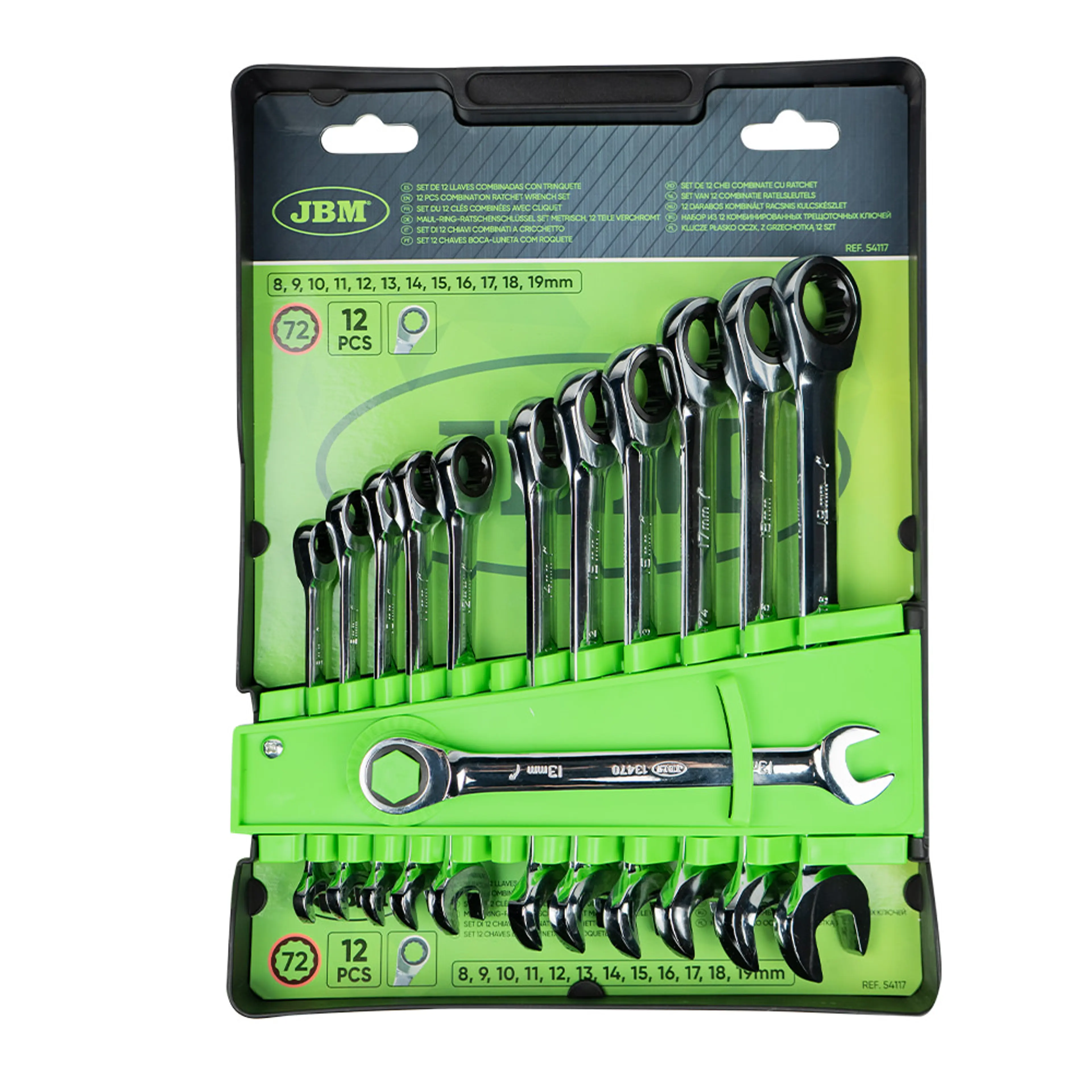 JBM SET DE 12 LLAVES COMBINADAS CON TRINQUETE