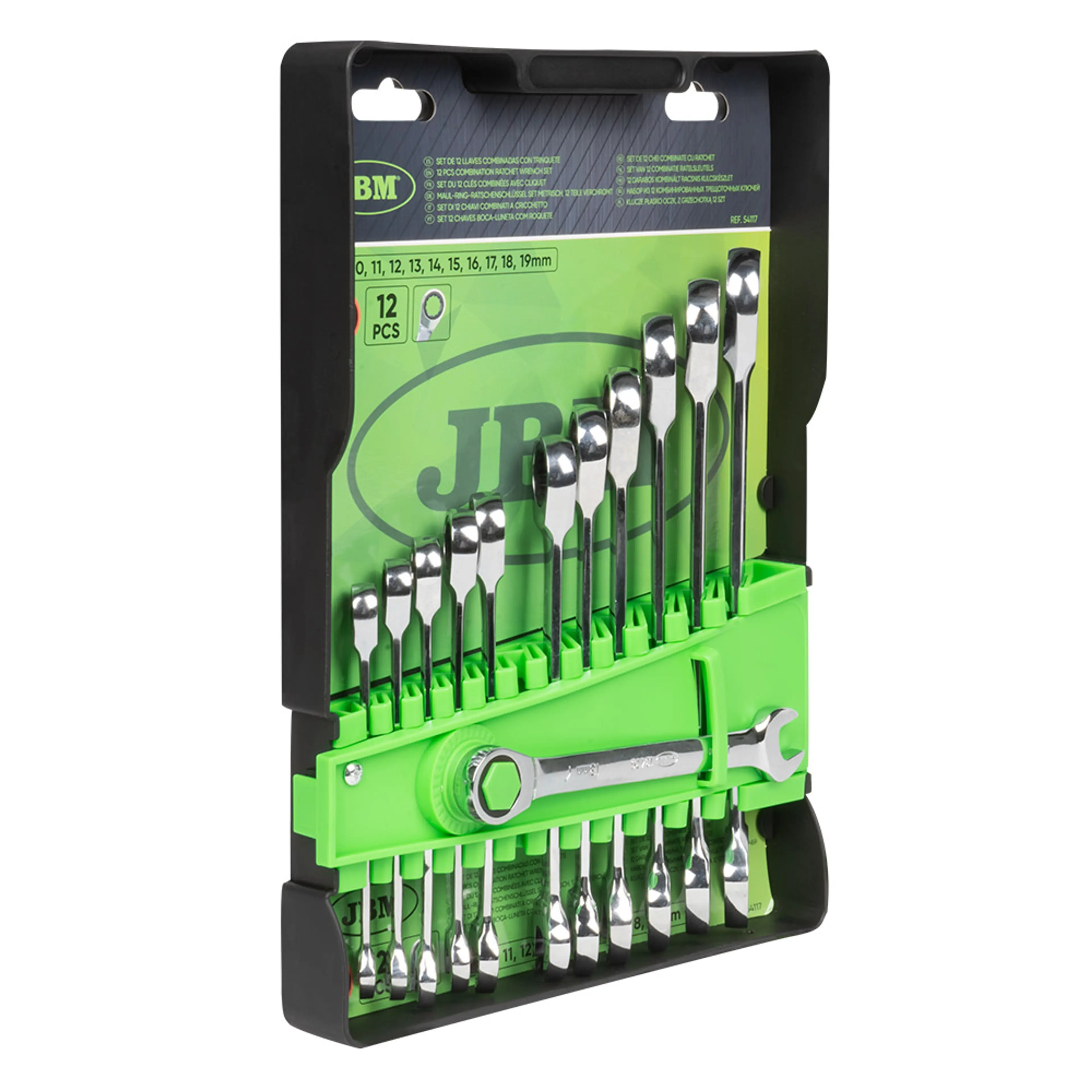 JBM SET DE 12 LLAVES COMBINADAS CON TRINQUETE