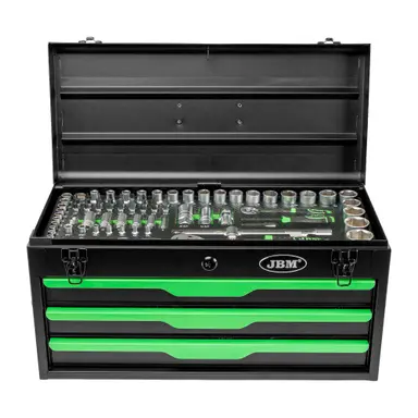 JBM CAJA METÁLICA DE 143 PIEZAS DE HERRAMIENTAS CINCADO