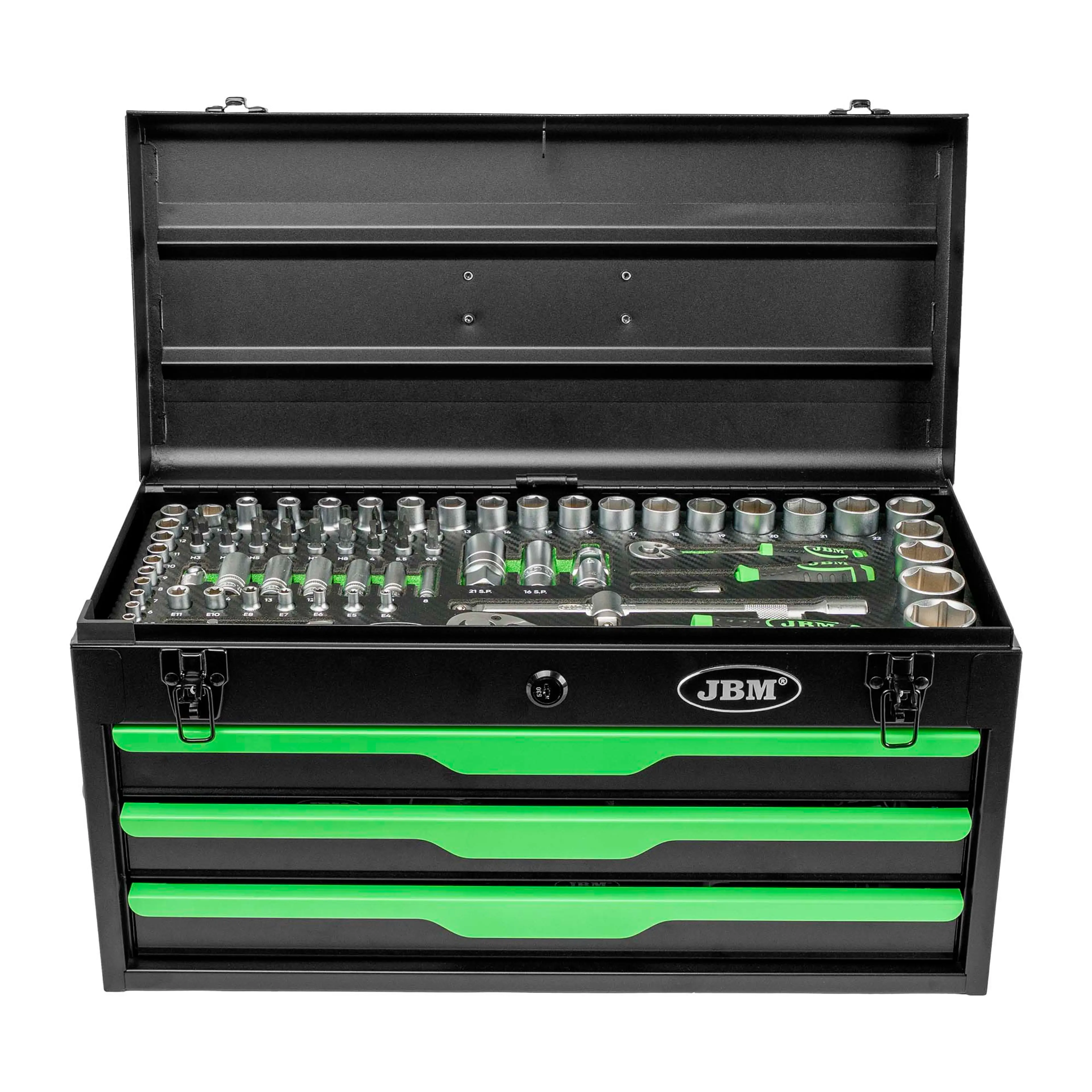 JBM CAJA METÁLICA DE 143 PIEZAS DE HERRAMIENTAS CINCADO