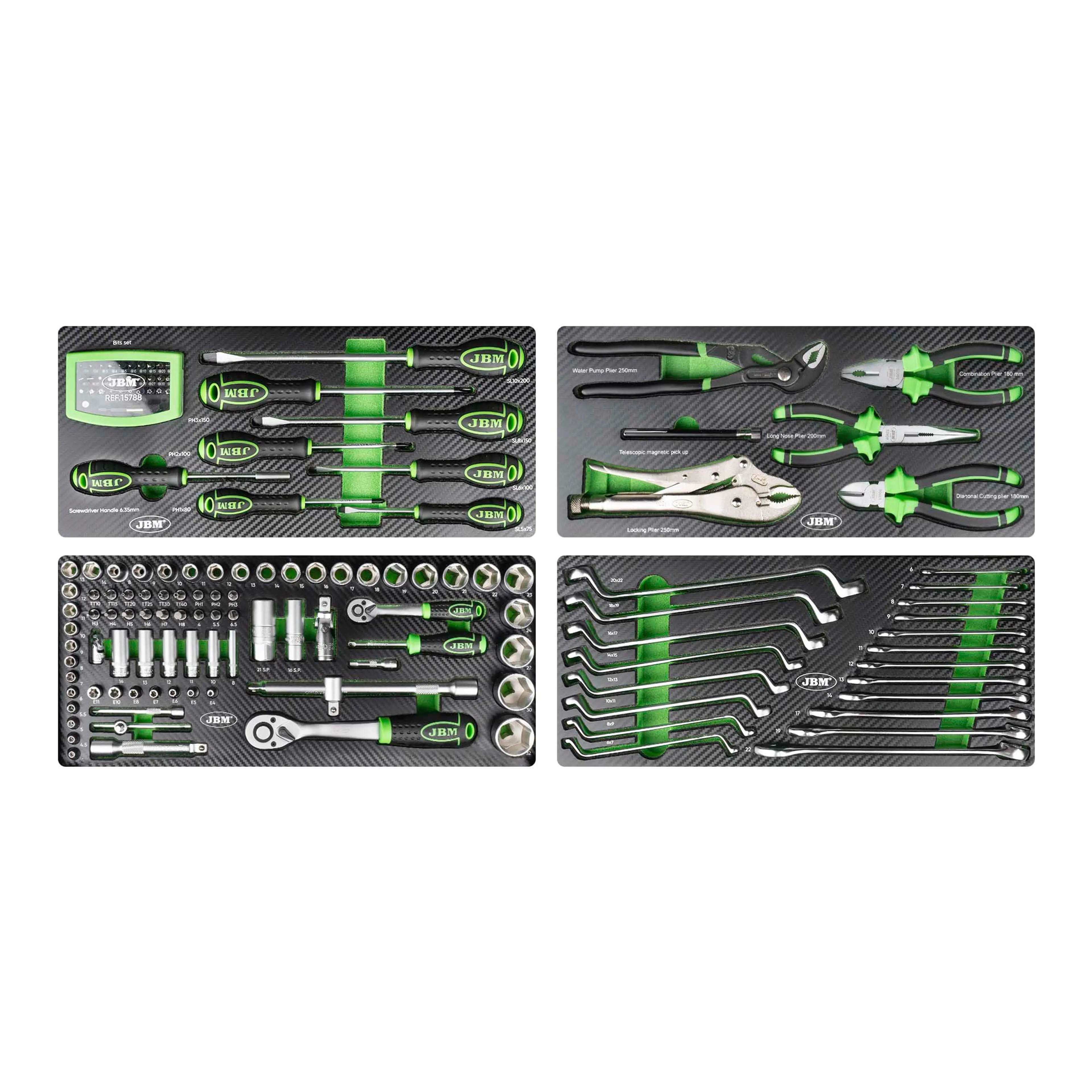 JBM CAJA METÁLICA DE 143 PIEZAS DE HERRAMIENTAS CINCADO