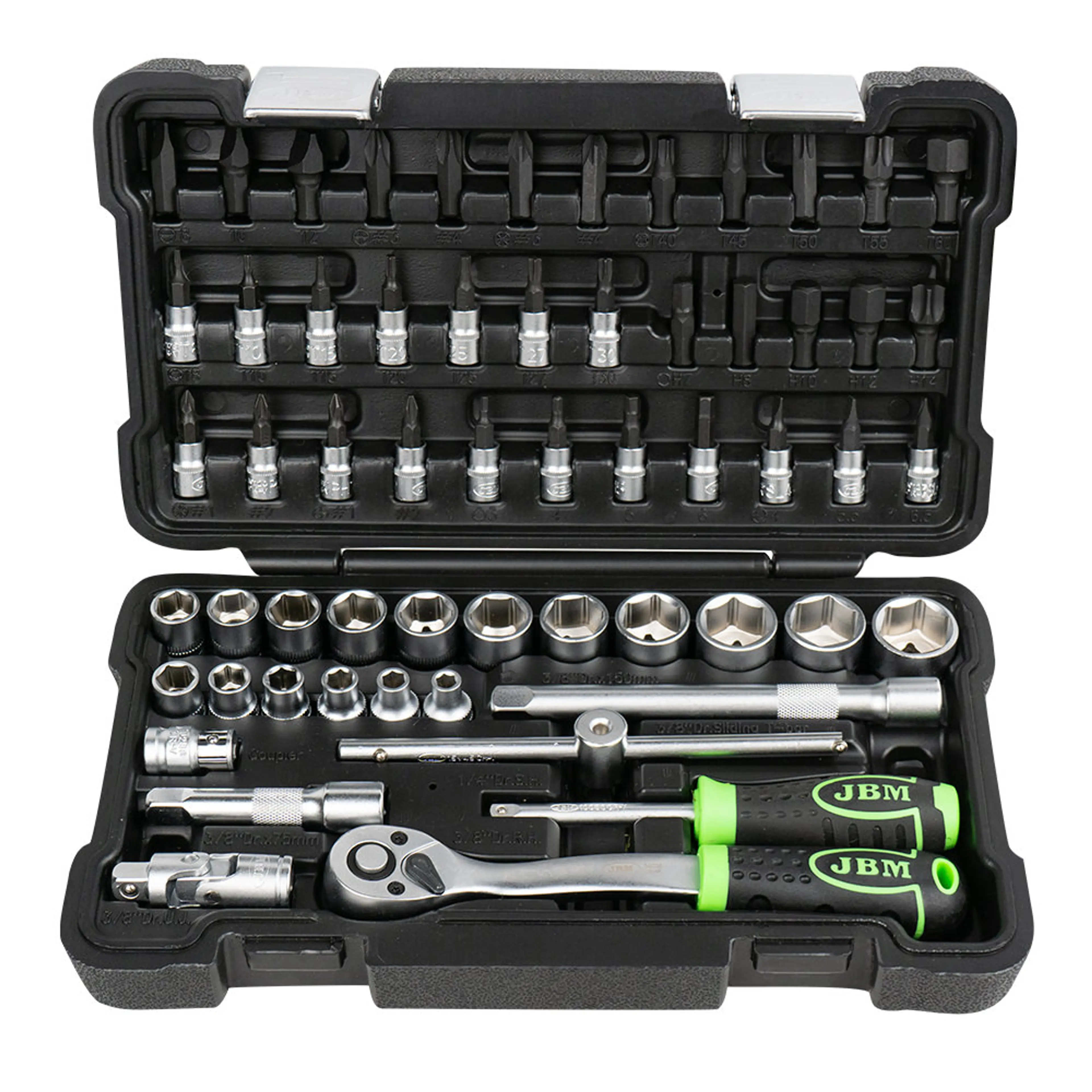 JBM ESTUCHE DE HERRAMIENTAS DE 59 PIEZAS CON VASOS HEXAGONALES 3/8" CI