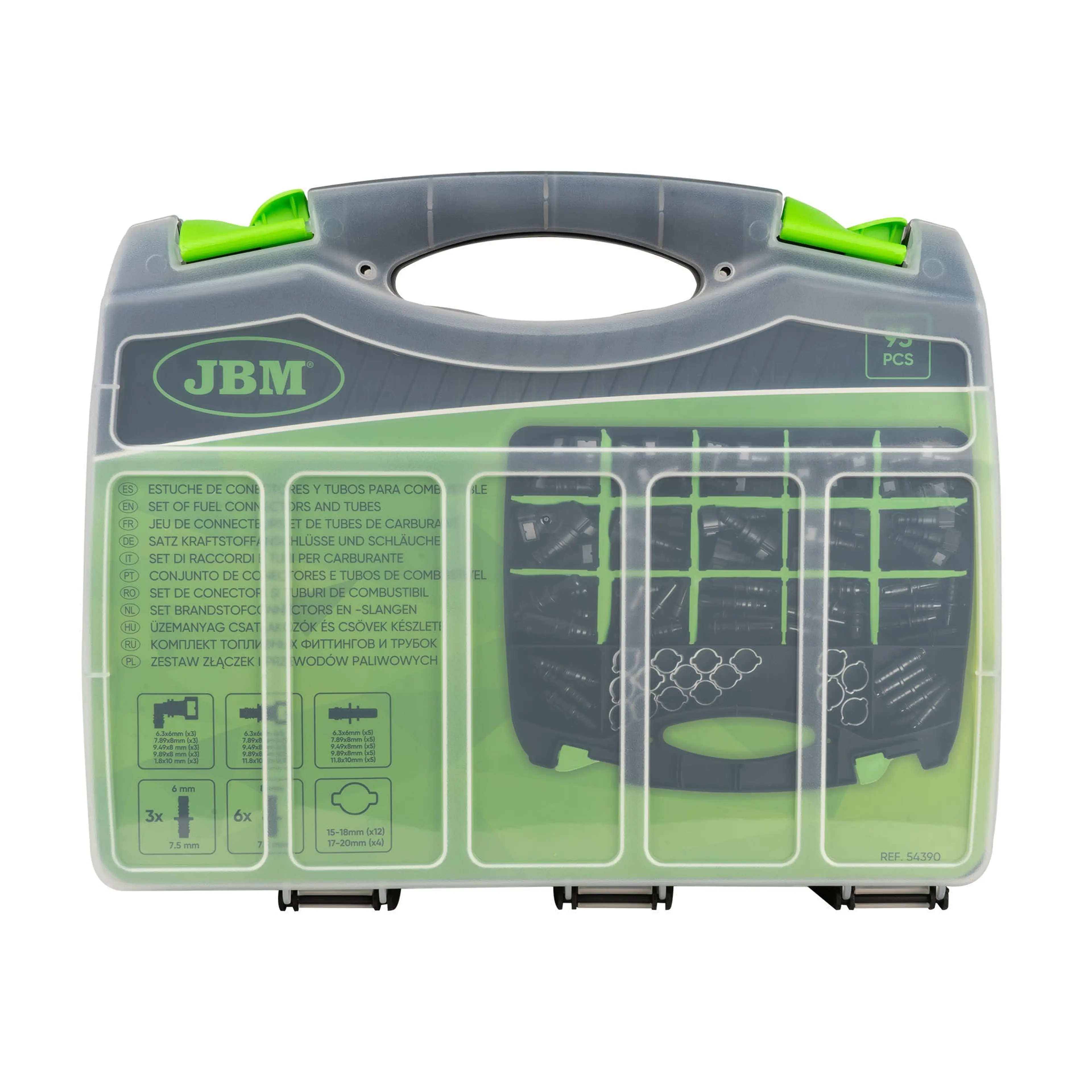 JBM ESTUCHE DE CONECTORES Y TUBOS PARA COMBUSTIBLE 95PCS