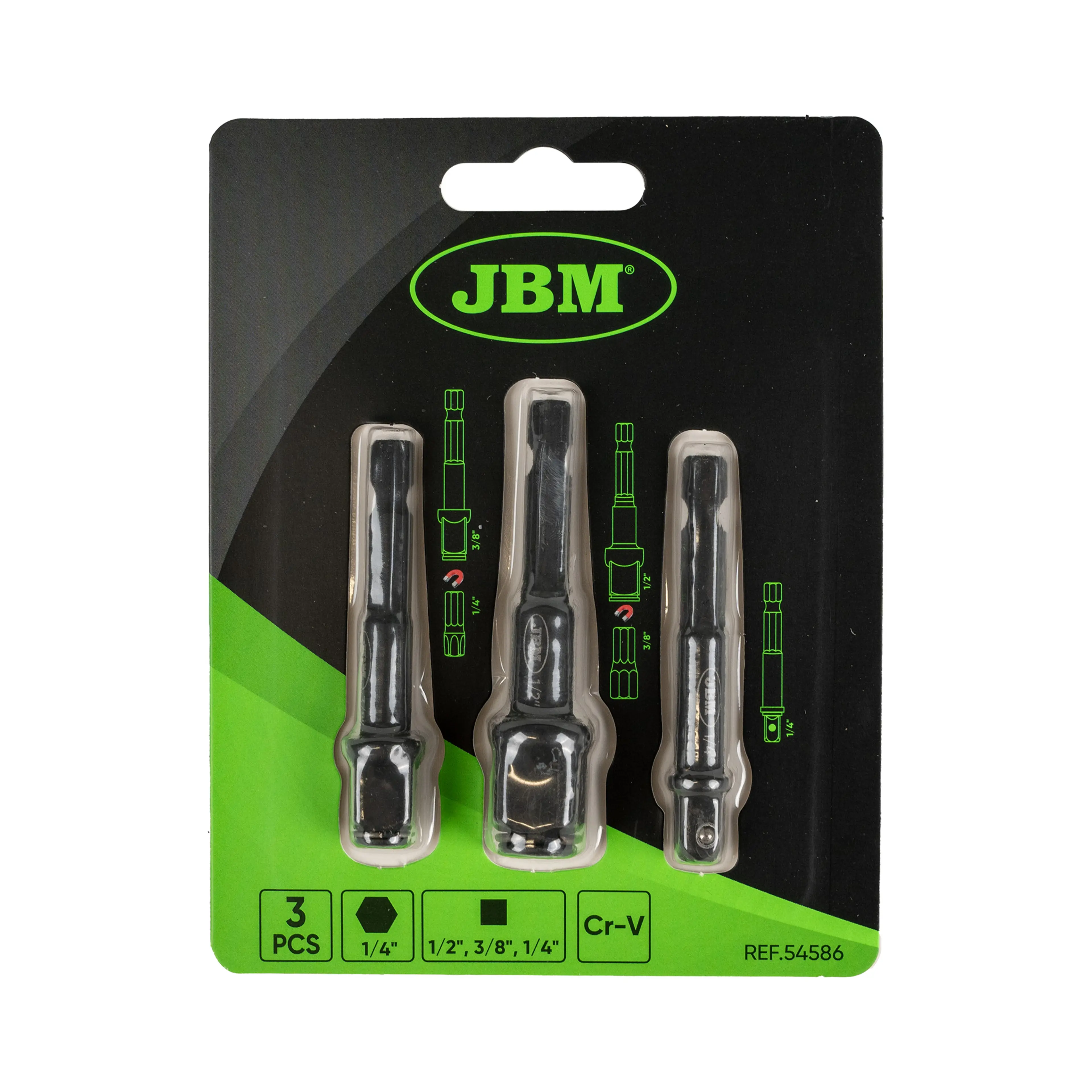 JBM SET DE 3 ADAPTADORES DE LLAVE DE VASO CON PUNTA HEXAGONAL