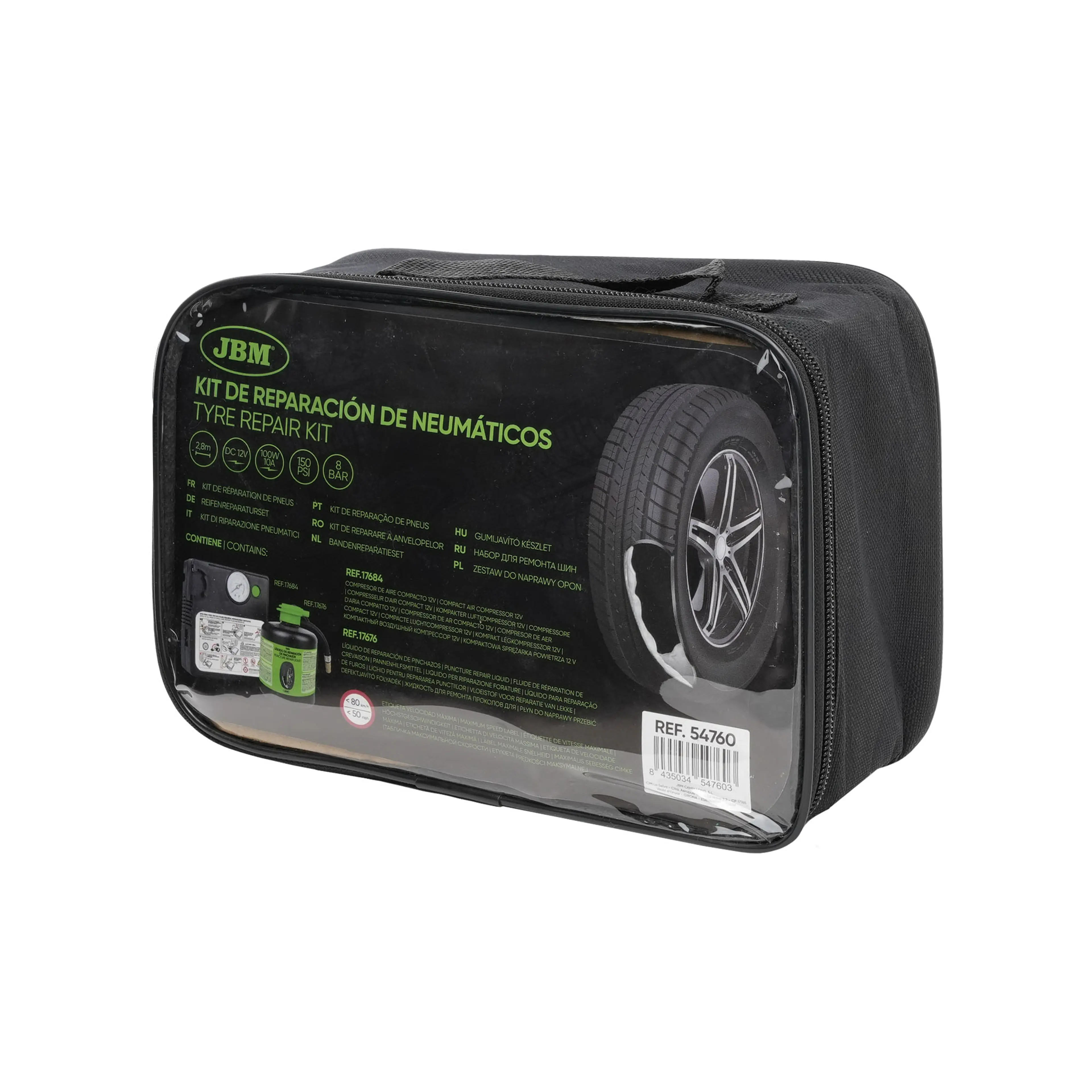 JBM KIT SELLADOR DE PINCHAZOS - LÍQUIDO Y COMPRESOR DE AIRE