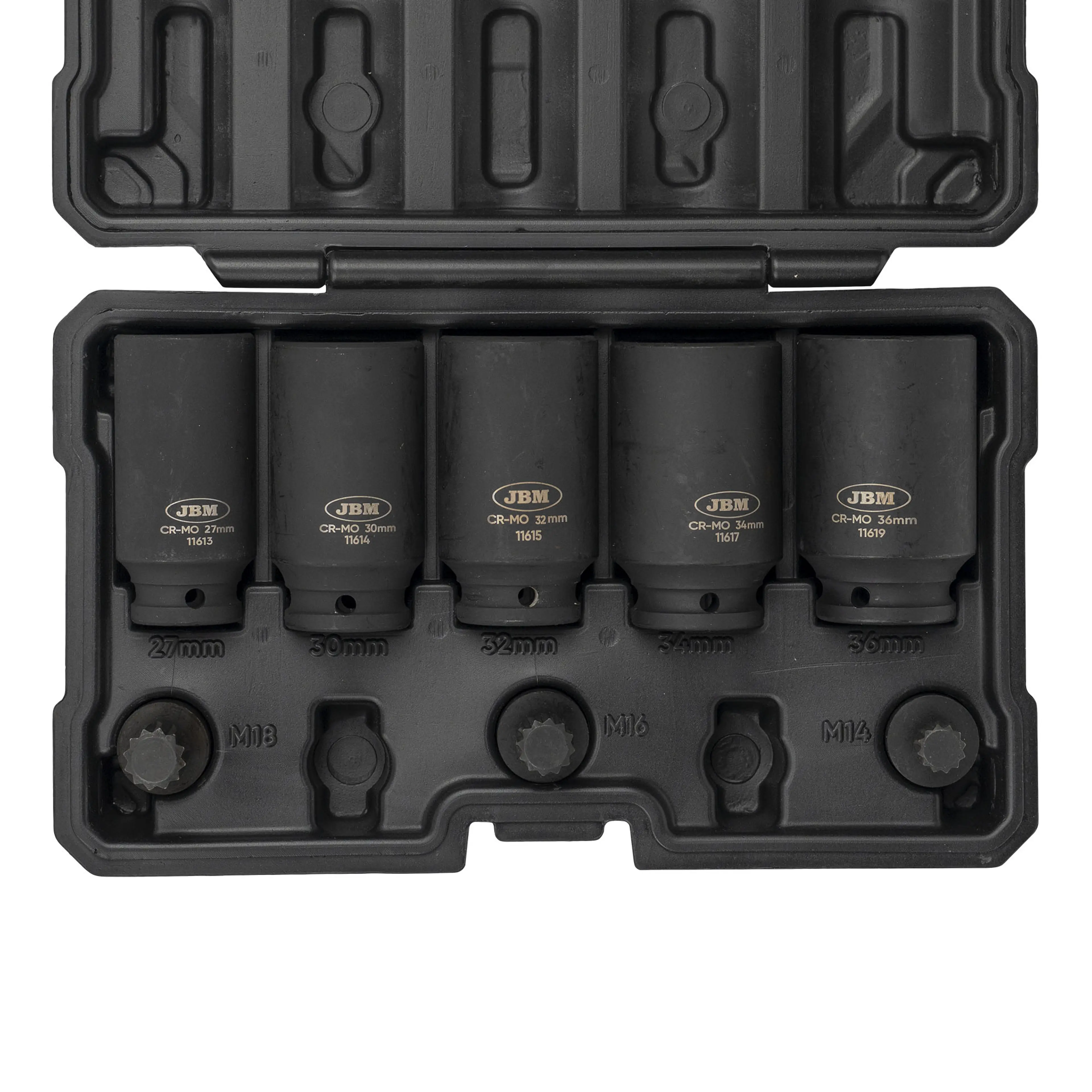 JBM SET DE 5 VASOS HEXAGONALES Y 3 PUNTAS DE IMPACTO XZN DE 1/2"