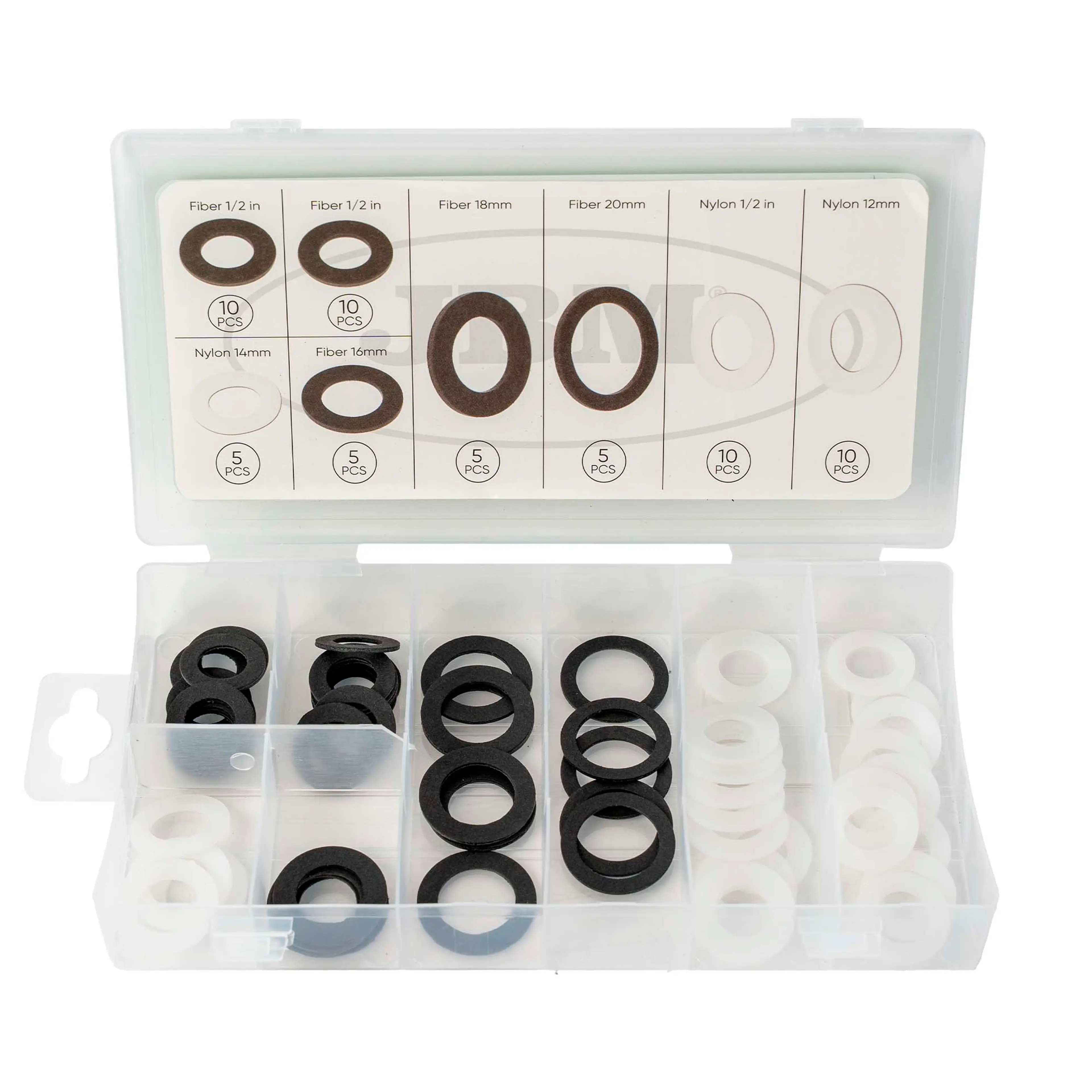 JBM ESTUCHE DE ARANDELAS DE FIBRA Y NYLON 60PCS