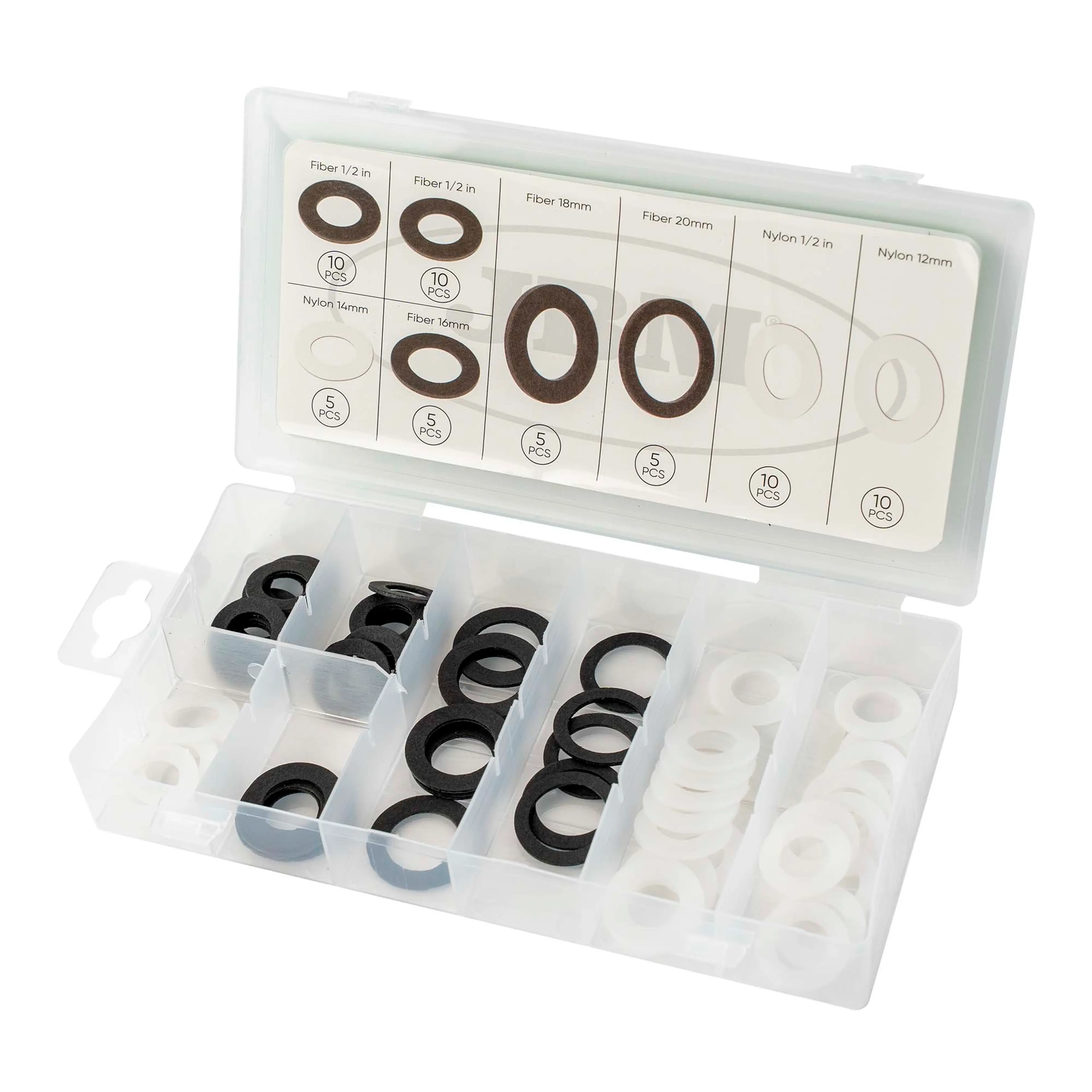 JBM ESTUCHE DE ARANDELAS DE FIBRA Y NYLON 60PCS