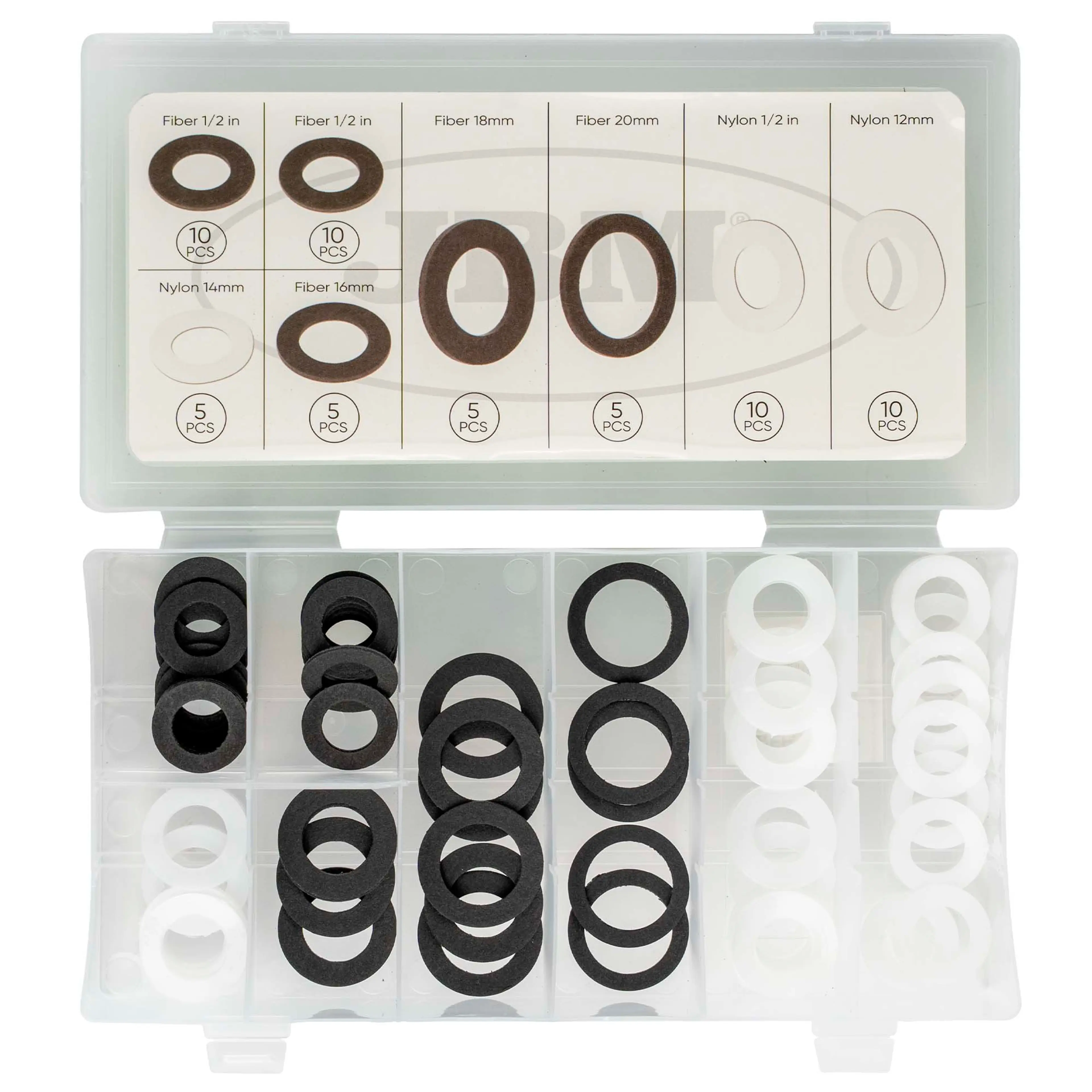 JBM ESTUCHE DE ARANDELAS DE FIBRA Y NYLON 60PCS