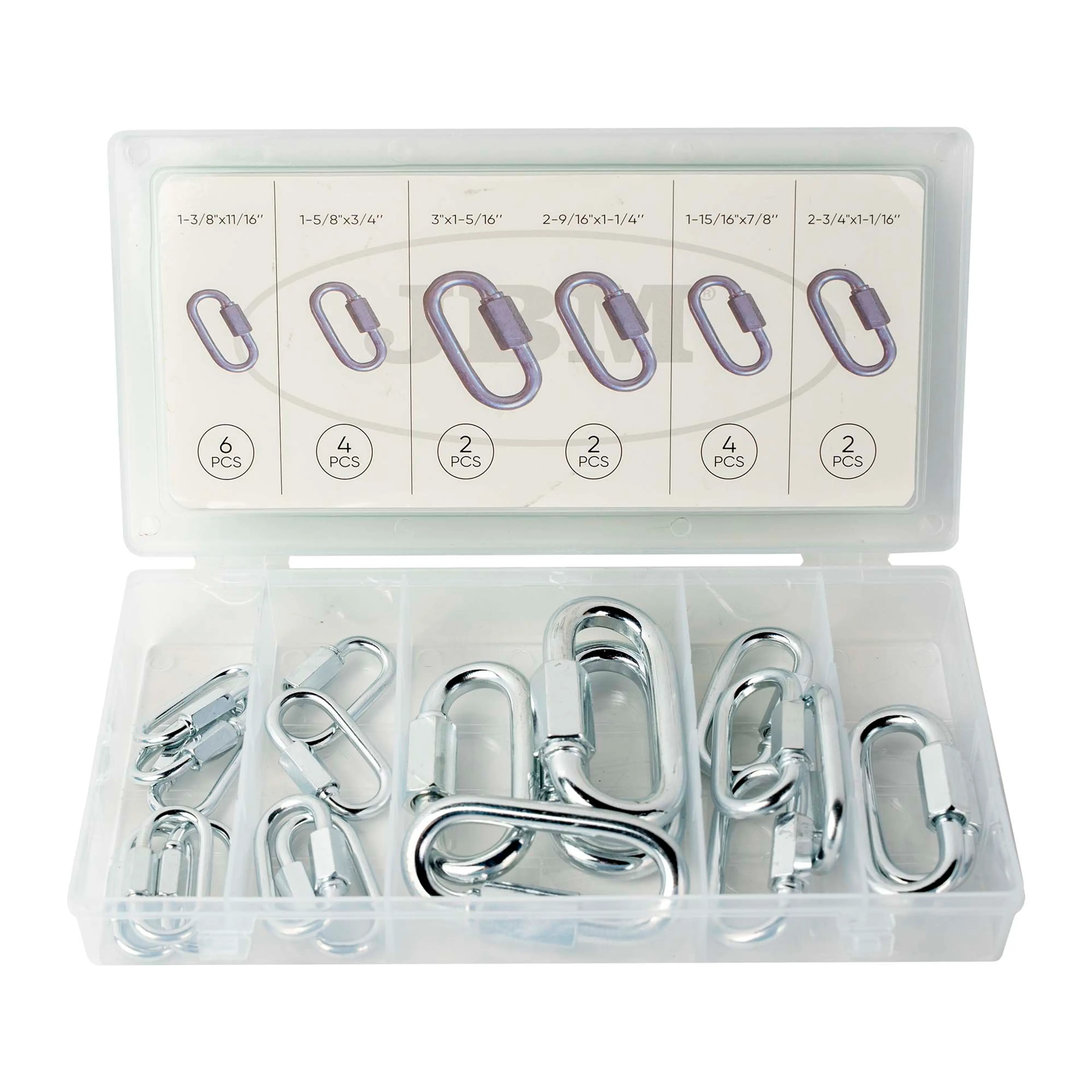 JBM ESTUCHE DE MOSQUETONES CON ROSCA 20PCS