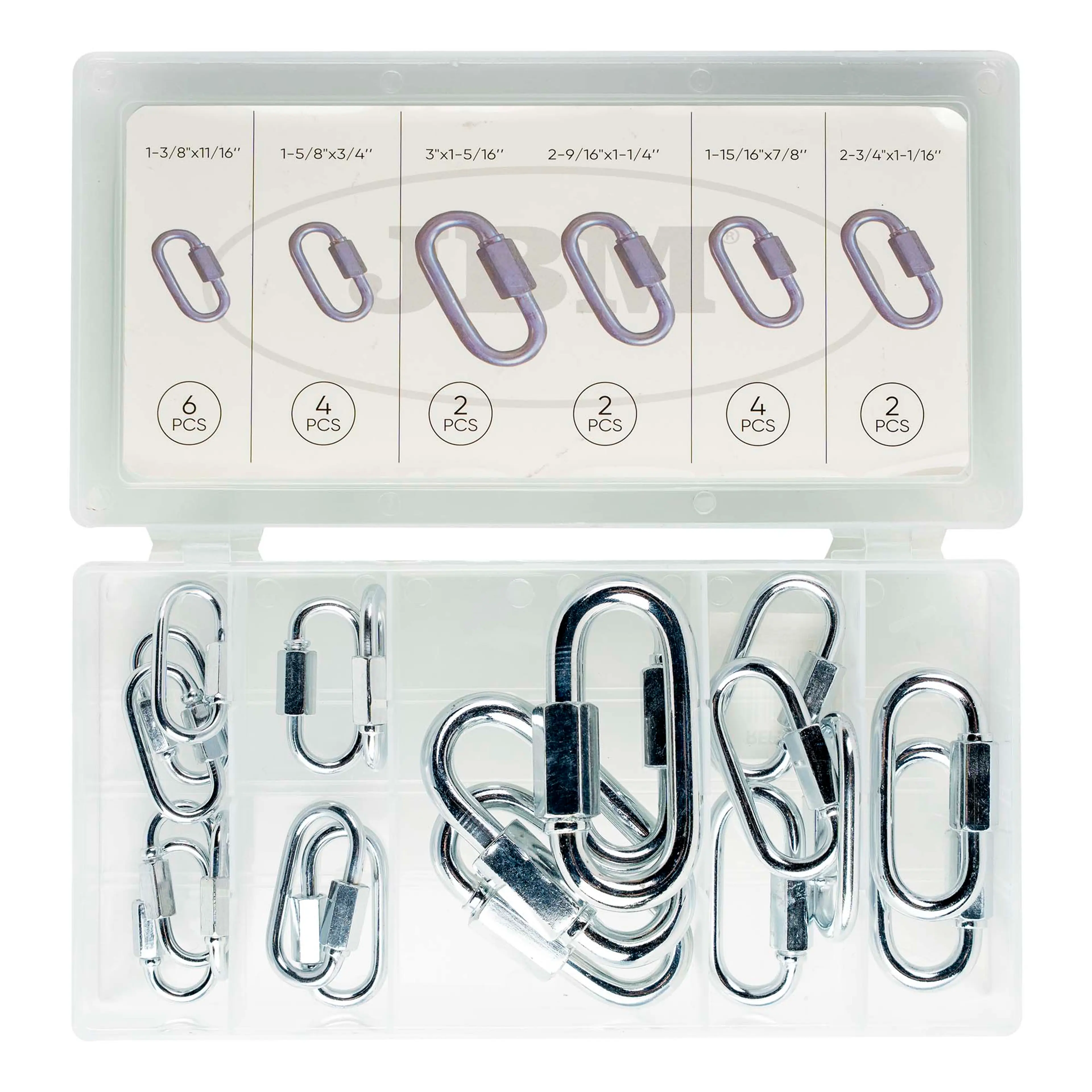 JBM ESTUCHE DE MOSQUETONES CON ROSCA 20PCS