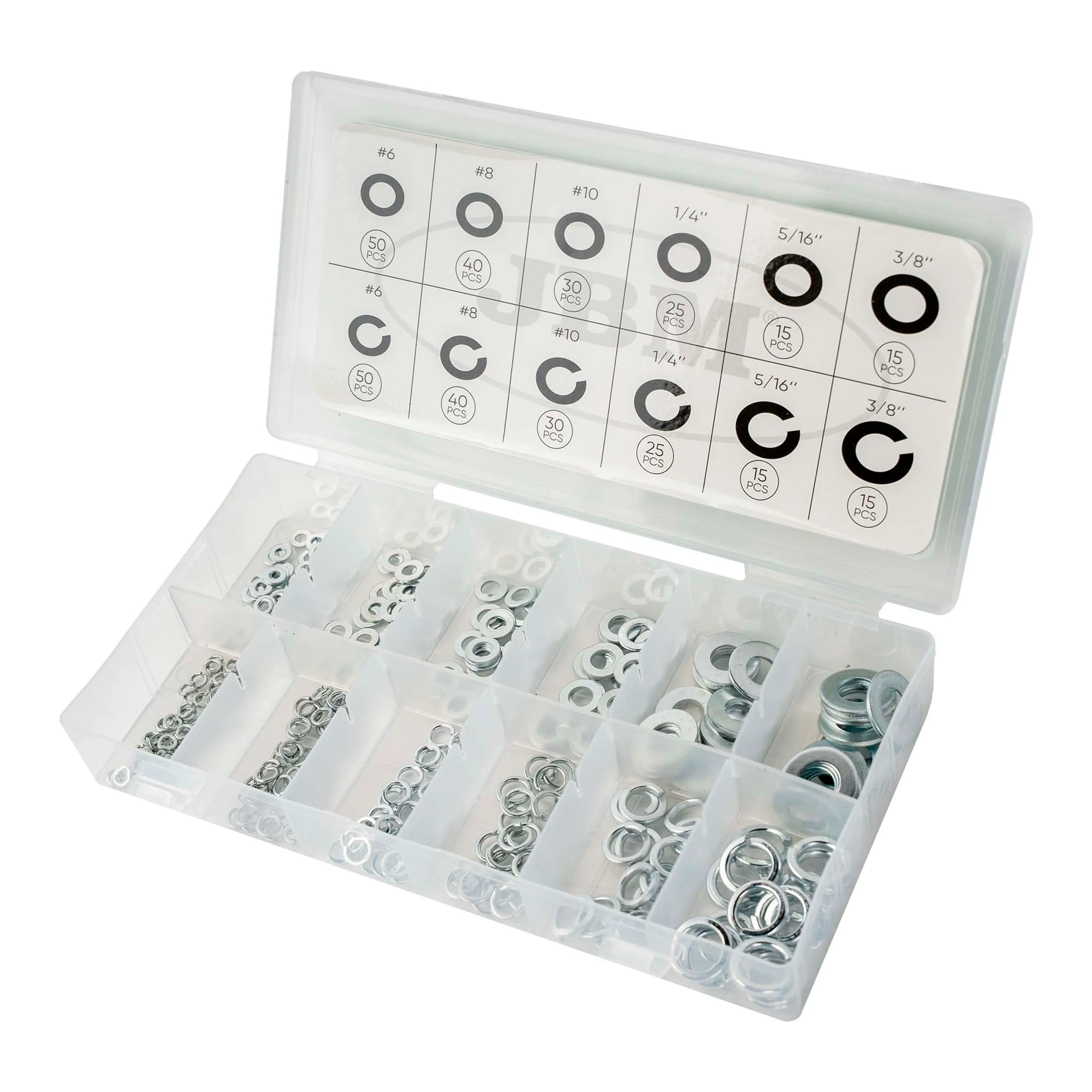 JBM ESTUCHE DE ARANDELAS PLANAS Y GROWER 350PCS