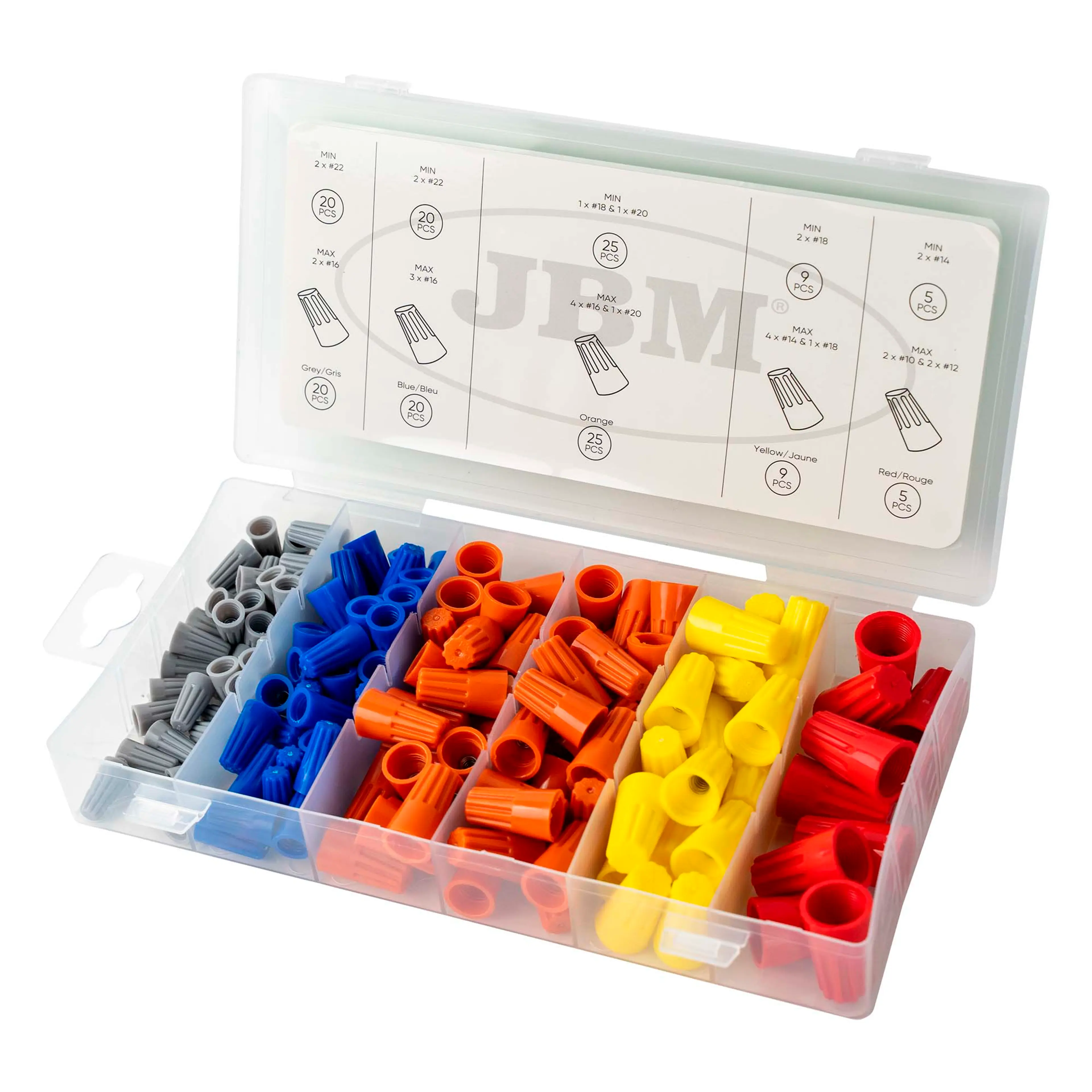 JBM ESTUCHE DE CONECTORES DE CABLE ROSCADOS 158PCS