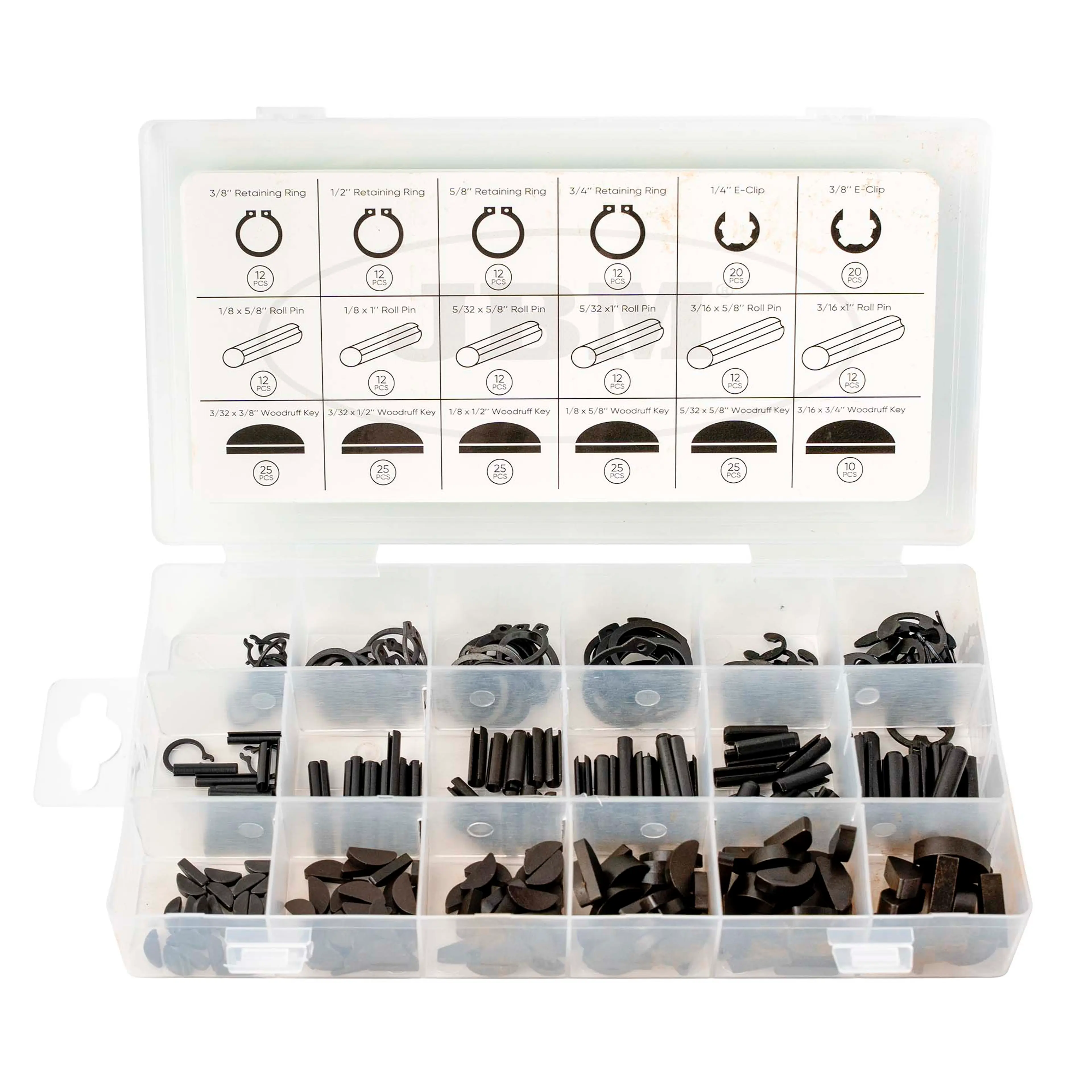 JBM ESTUCHE DE CLIPS, SEEGERS, CHAVETAS Y PASADORES 295PCS